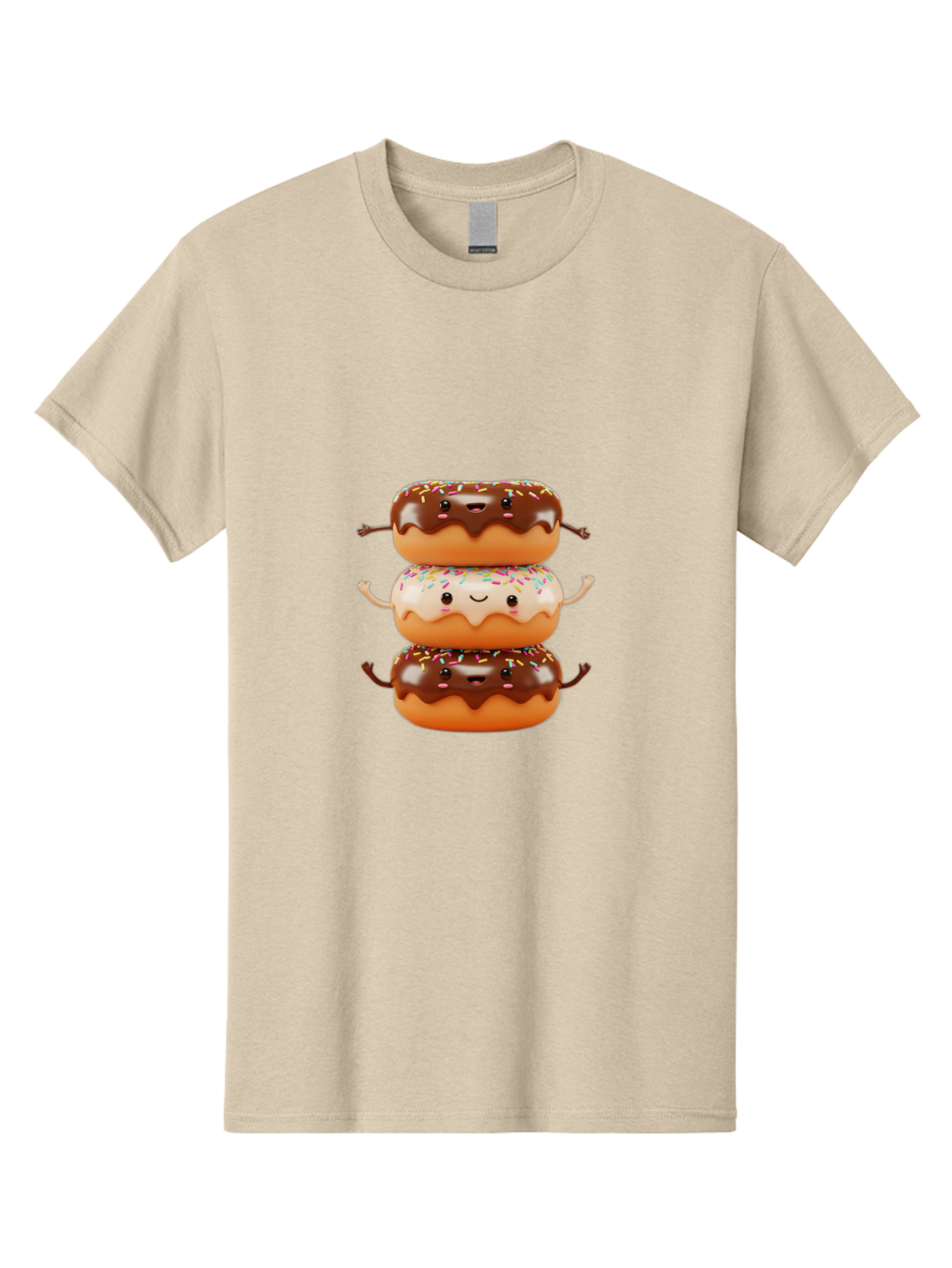 Donut-Stack Men'S Graphic Tee, 100% Cotton, Comfortable Casual Summer Wear, Machine Washable, Stacked Donuts, Chocolate Glazed Donut, Sprinkles Donut, Smiling Faces, Colorful Sweets, Playful Pastries, Sweet Treats, Dessert Lovers, Donut Stack, Baa514