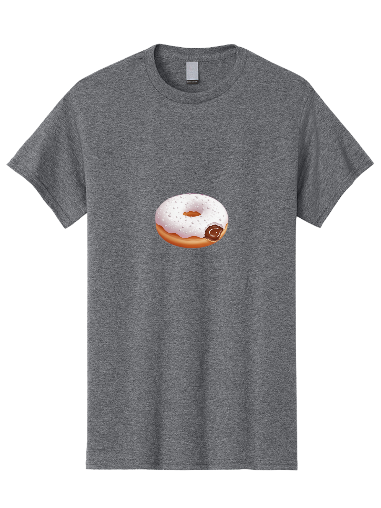 Donut-With-White-Icing Men'S Graphic Tee, 100% Cotton, Comfortable Casual Summer Wear, Machine Washable, White Iced Donut, Chocolate Filling, Sweet Treats, Baked Goods, Dessert, Tasty Pastries, Donut With Icing Baa516
