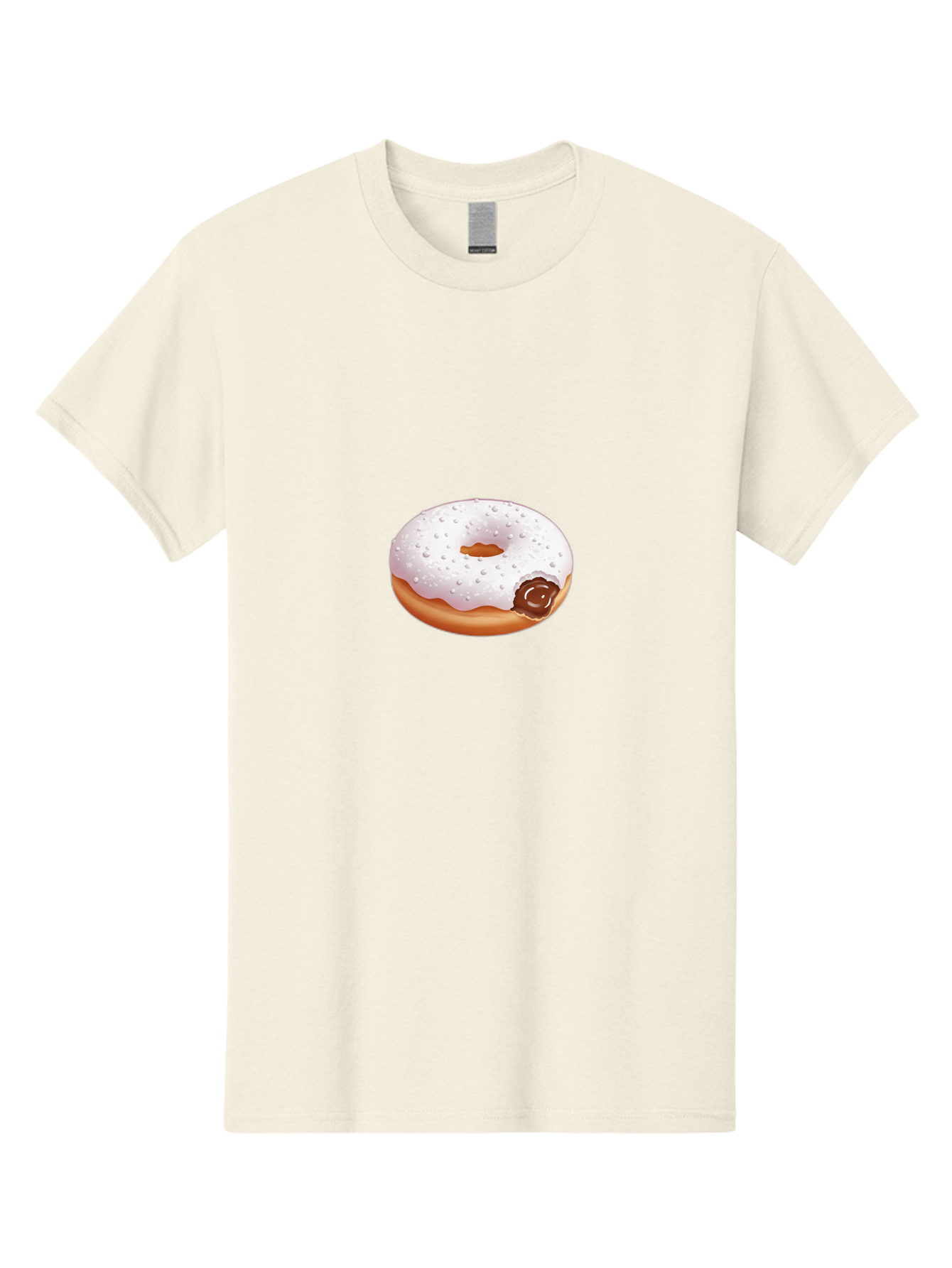 Donut-With-White-Icing Men'S Graphic Tee, 100% Cotton, Comfortable Casual Summer Wear, Machine Washable, White Iced Donut, Chocolate Filling, Sweet Treats, Baked Goods, Dessert, Tasty Pastries, Donut With Icing Baa516