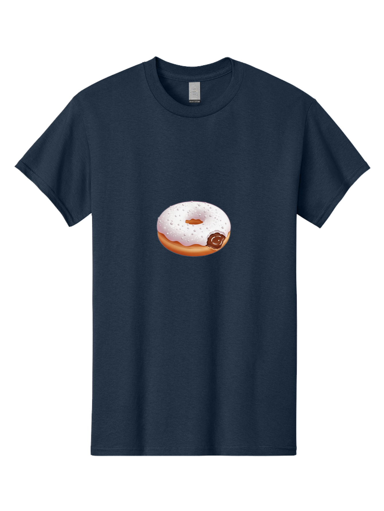 Donut-With-White-Icing Men'S Graphic Tee, 100% Cotton, Comfortable Casual Summer Wear, Machine Washable, White Iced Donut, Chocolate Filling, Sweet Treats, Baked Goods, Dessert, Tasty Pastries, Donut With Icing Baa516