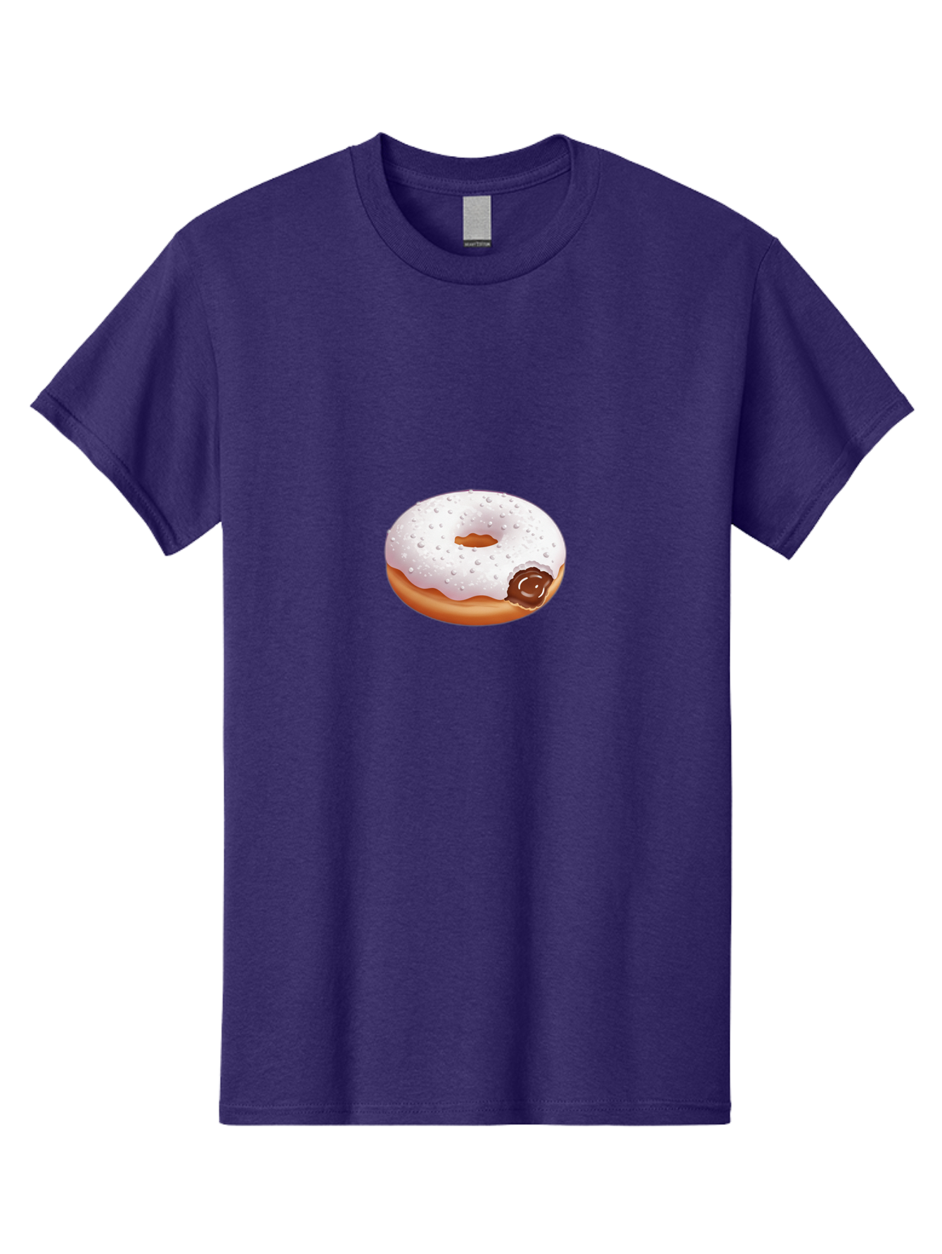 Donut-With-White-Icing Men'S Graphic Tee, 100% Cotton, Comfortable Casual Summer Wear, Machine Washable, White Iced Donut, Chocolate Filling, Sweet Treats, Baked Goods, Dessert, Tasty Pastries, Donut With Icing Baa516
