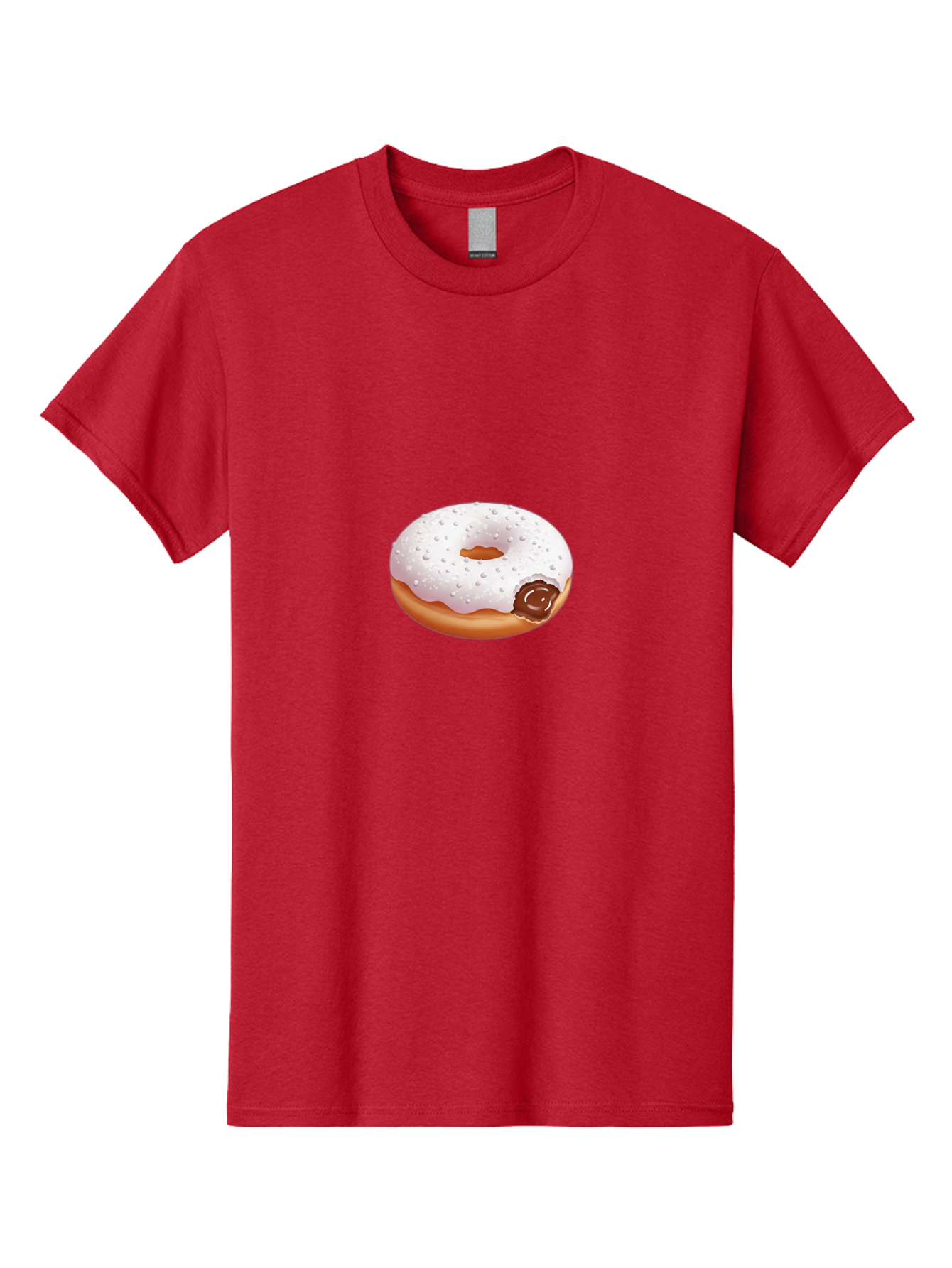 Donut-With-White-Icing Men'S Graphic Tee, 100% Cotton, Comfortable Casual Summer Wear, Machine Washable, White Iced Donut, Chocolate Filling, Sweet Treats, Baked Goods, Dessert, Tasty Pastries, Donut With Icing Baa516