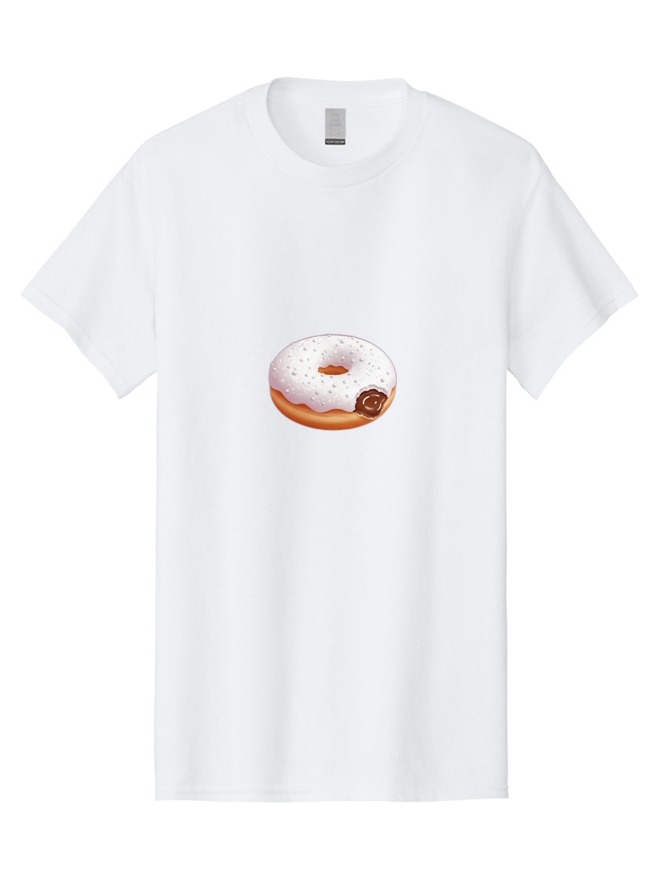 Donut-With-White-Icing Men'S Graphic Tee, 100% Cotton, Comfortable Casual Summer Wear, Machine Washable, White Iced Donut, Chocolate Filling, Sweet Treats, Baked Goods, Dessert, Tasty Pastries, Donut With Icing Baa516
