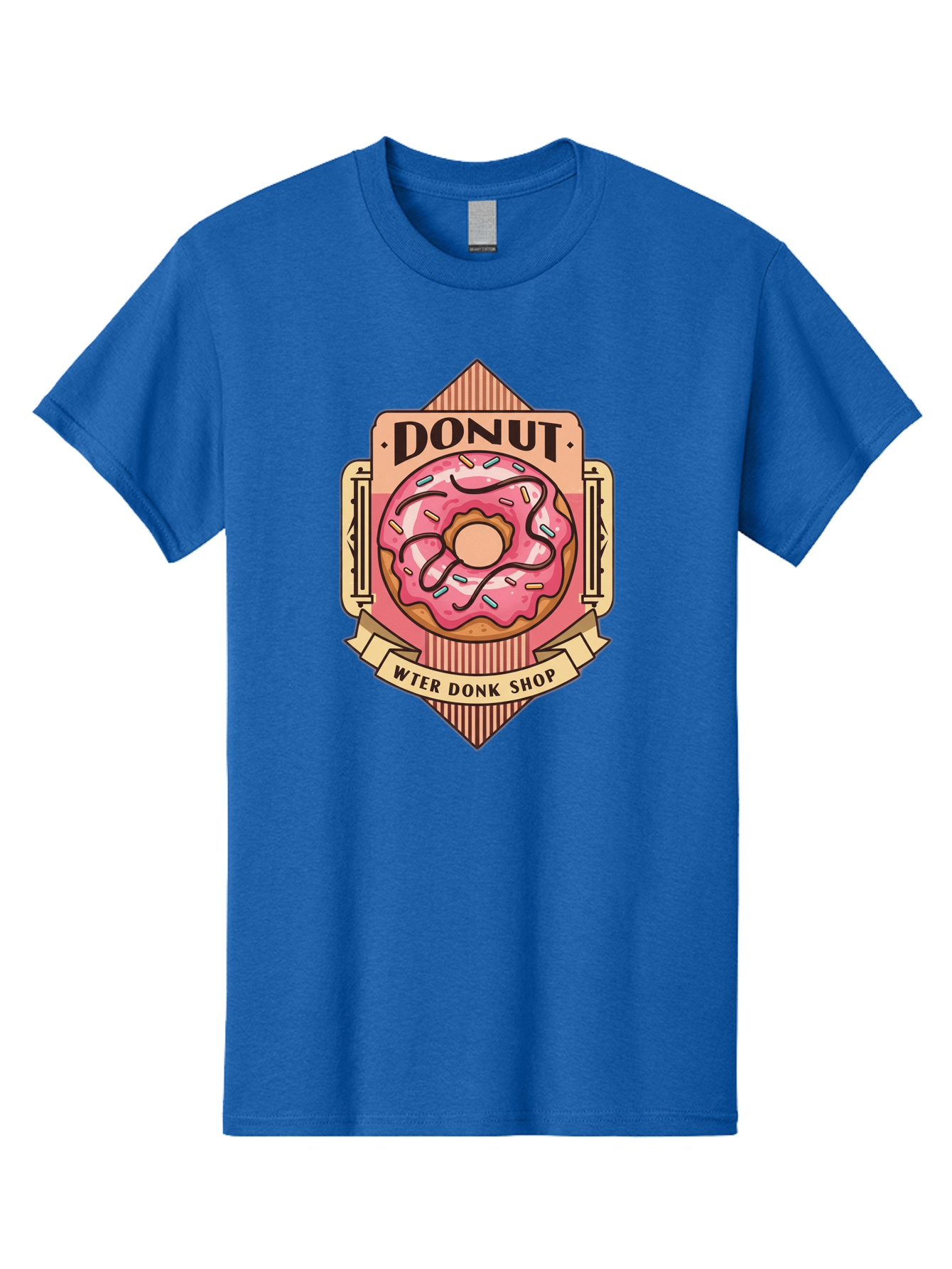 Donut-Wter-Donk-Shop Men'S Graphic Tee, 100% Cotton, Comfortable Casual Summer Wear, Machine Washable, Vintage Donut Illustration, Retro Donut Shop Signage, Sweet Treats, Dessert Lovers, Tasty Donuts, Donut Shop Branding, Classic Donut Design, Baa517