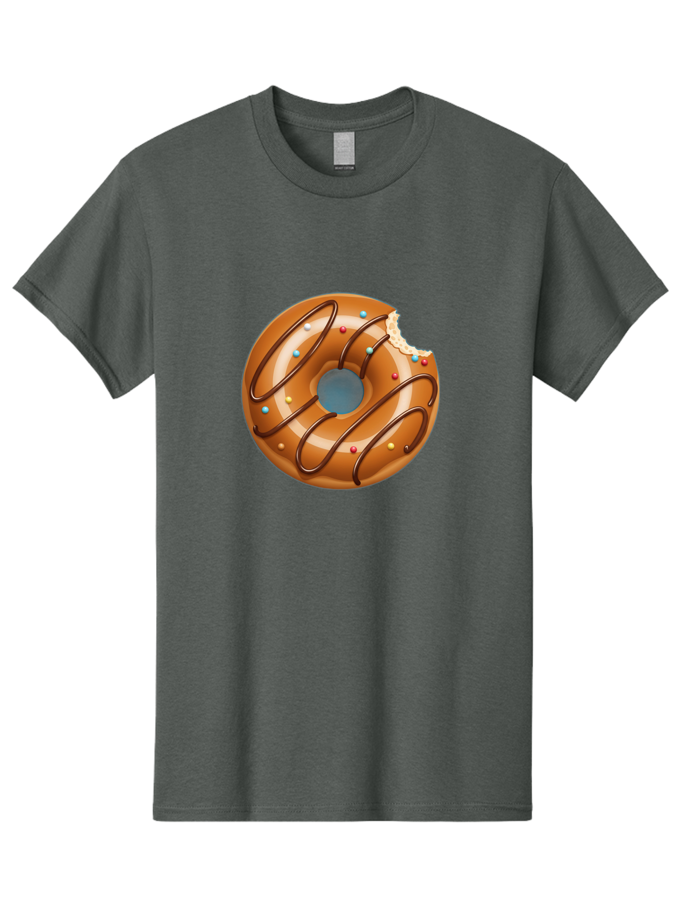 Donut Men'S Graphic Tee, 100% Cotton, Comfortable Casual Summer Wear, Machine Washable, Chocolate Donut, Donut With Glaze, Donut With Sprinkles, Chocolate Drizzle, Sweet Treat, Dessert, Tasty Pastry, Colorful Donut, Donut With Bite Taken, Baa518
