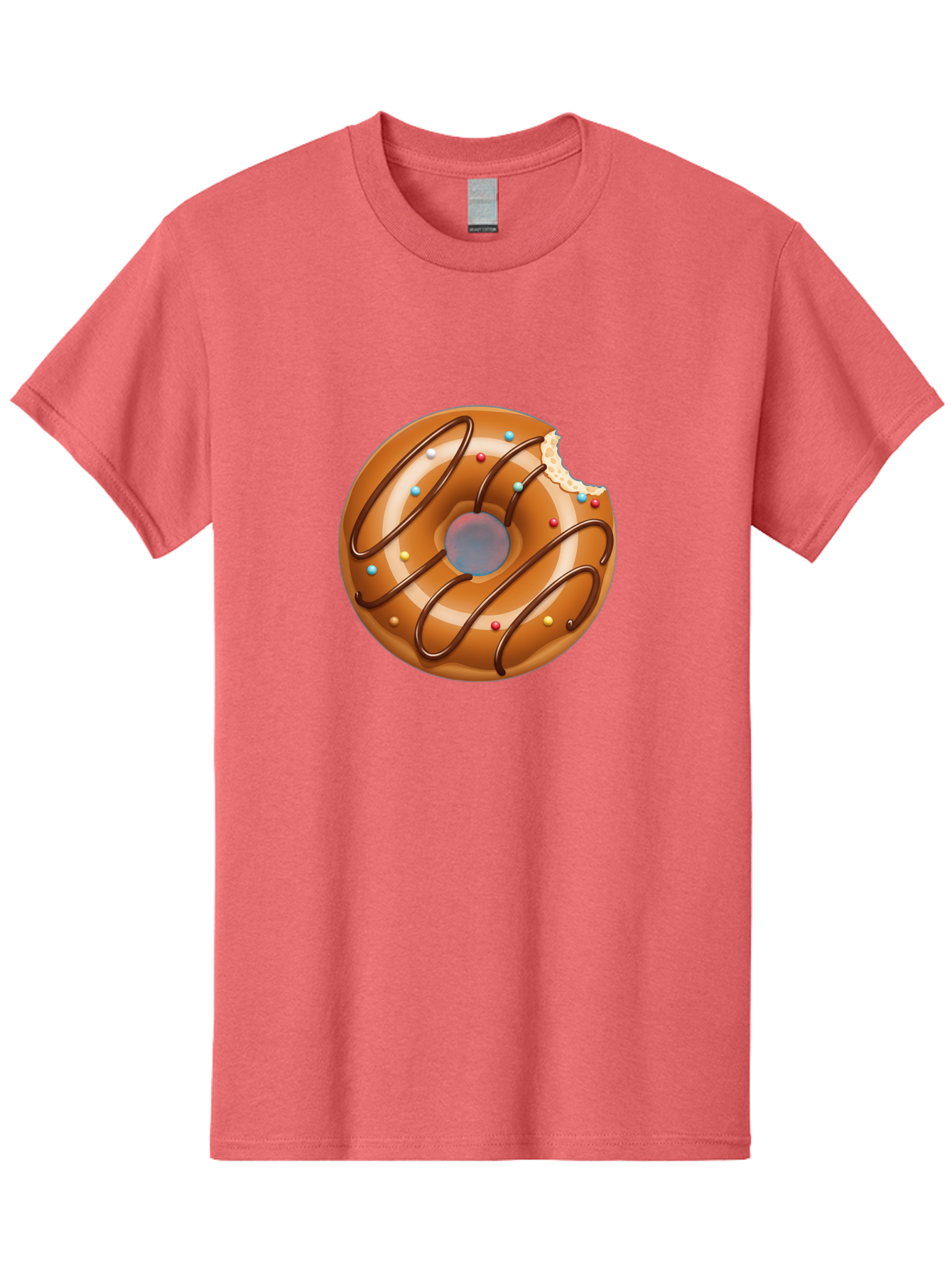 Donut Men'S Graphic Tee, 100% Cotton, Comfortable Casual Summer Wear, Machine Washable, Chocolate Donut, Donut With Glaze, Donut With Sprinkles, Chocolate Drizzle, Sweet Treat, Dessert, Tasty Pastry, Colorful Donut, Donut With Bite Taken, Baa518