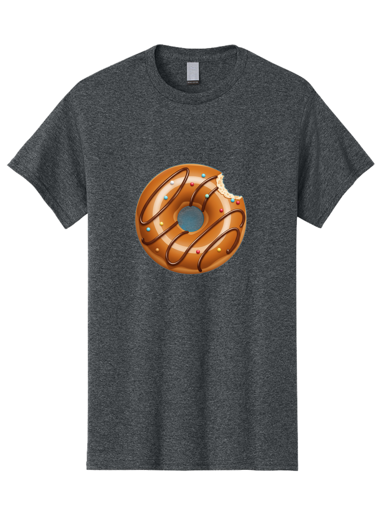 Donut Men'S Graphic Tee, 100% Cotton, Comfortable Casual Summer Wear, Machine Washable, Chocolate Donut, Donut With Glaze, Donut With Sprinkles, Chocolate Drizzle, Sweet Treat, Dessert, Tasty Pastry, Colorful Donut, Donut With Bite Taken, Baa518