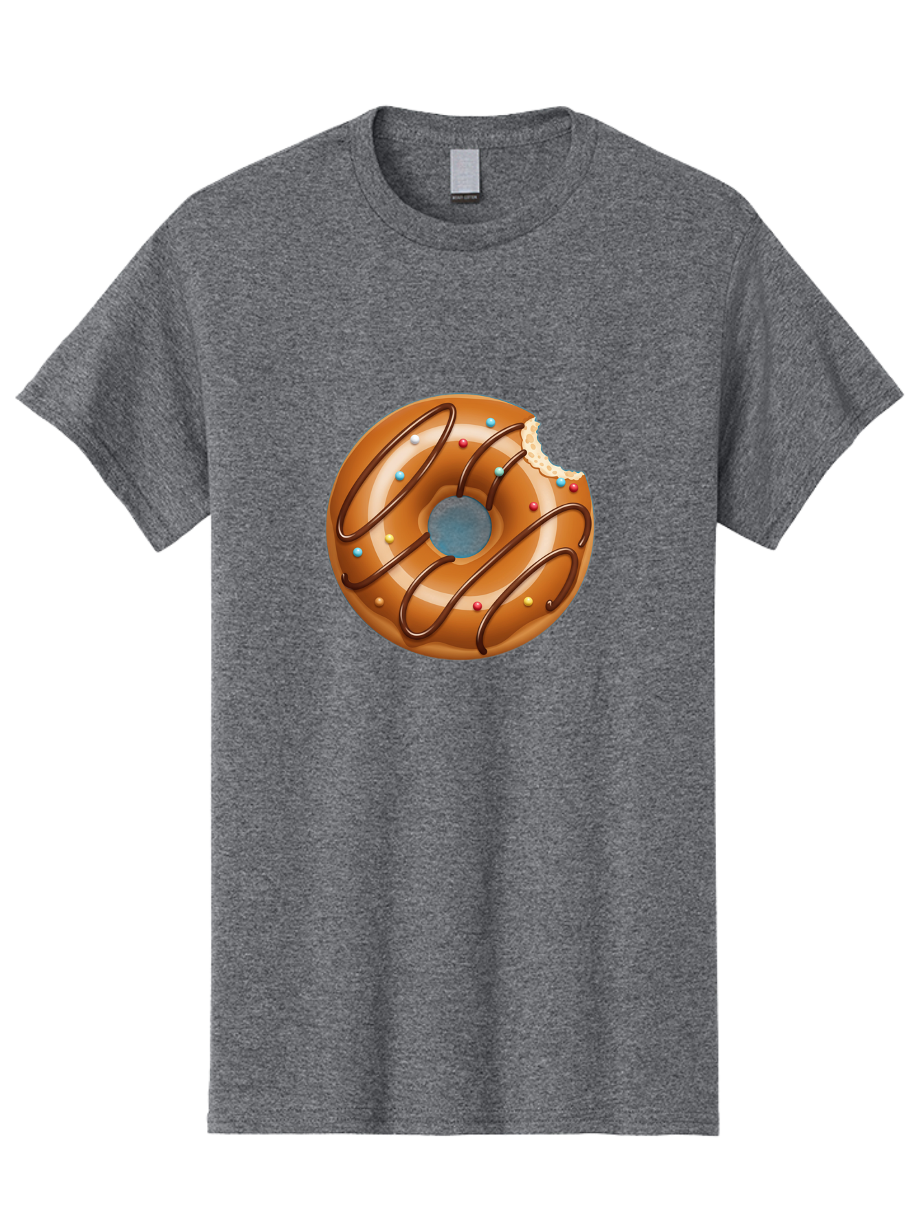 Donut Men'S Graphic Tee, 100% Cotton, Comfortable Casual Summer Wear, Machine Washable, Chocolate Donut, Donut With Glaze, Donut With Sprinkles, Chocolate Drizzle, Sweet Treat, Dessert, Tasty Pastry, Colorful Donut, Donut With Bite Taken, Baa518
