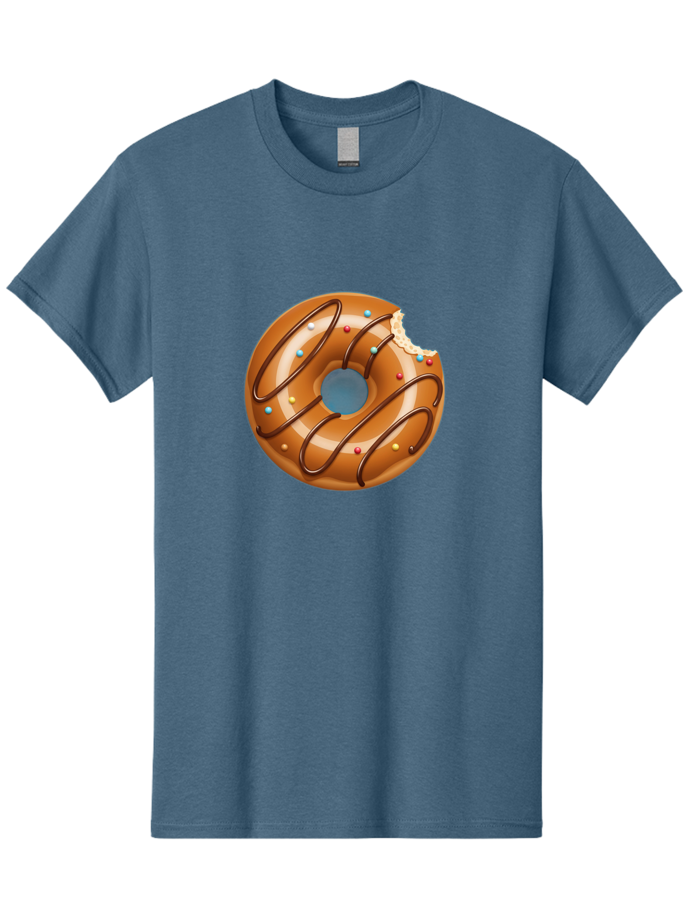 Donut Men'S Graphic Tee, 100% Cotton, Comfortable Casual Summer Wear, Machine Washable, Chocolate Donut, Donut With Glaze, Donut With Sprinkles, Chocolate Drizzle, Sweet Treat, Dessert, Tasty Pastry, Colorful Donut, Donut With Bite Taken, Baa518