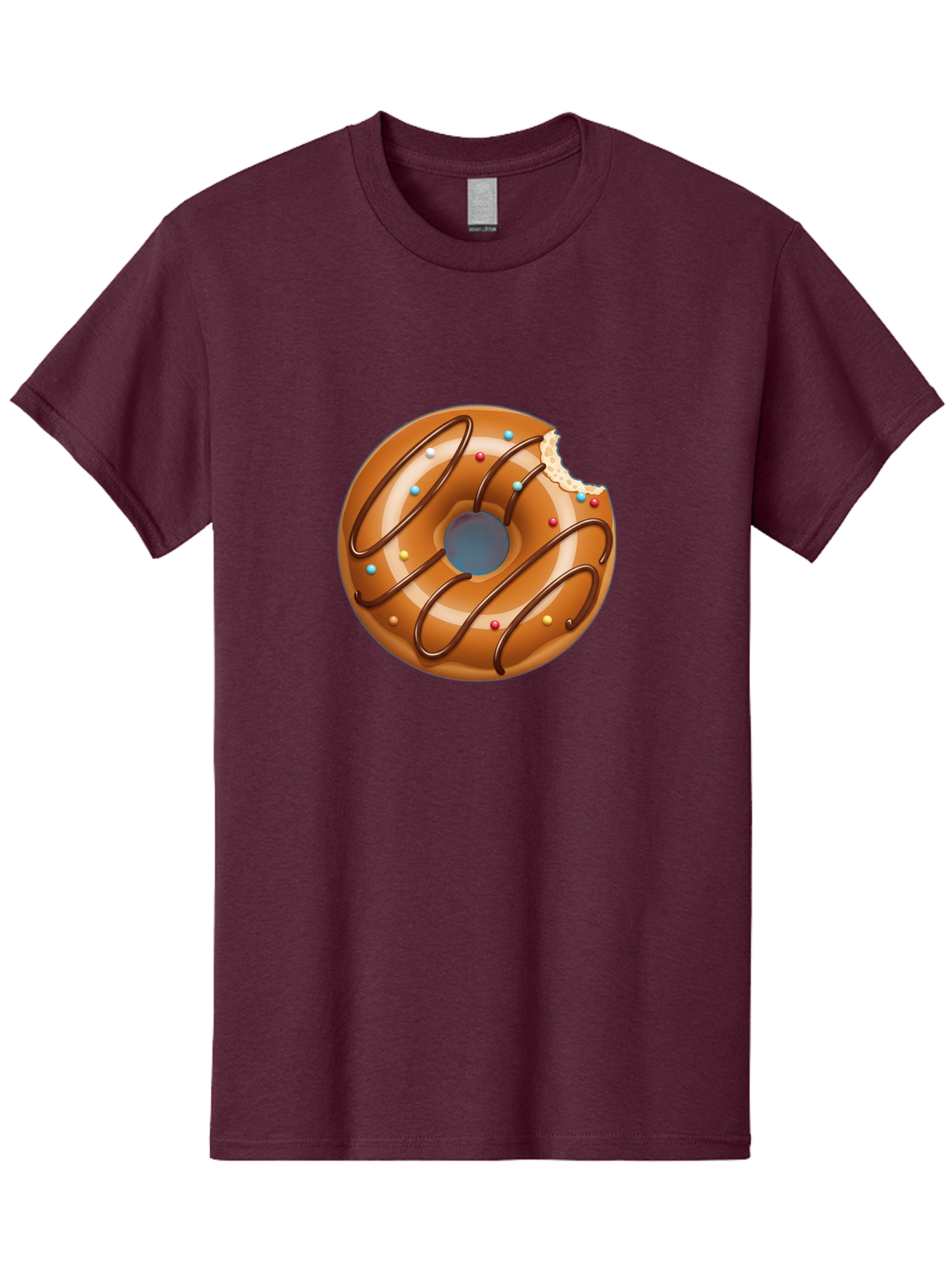 Donut Men'S Graphic Tee, 100% Cotton, Comfortable Casual Summer Wear, Machine Washable, Chocolate Donut, Donut With Glaze, Donut With Sprinkles, Chocolate Drizzle, Sweet Treat, Dessert, Tasty Pastry, Colorful Donut, Donut With Bite Taken, Baa518