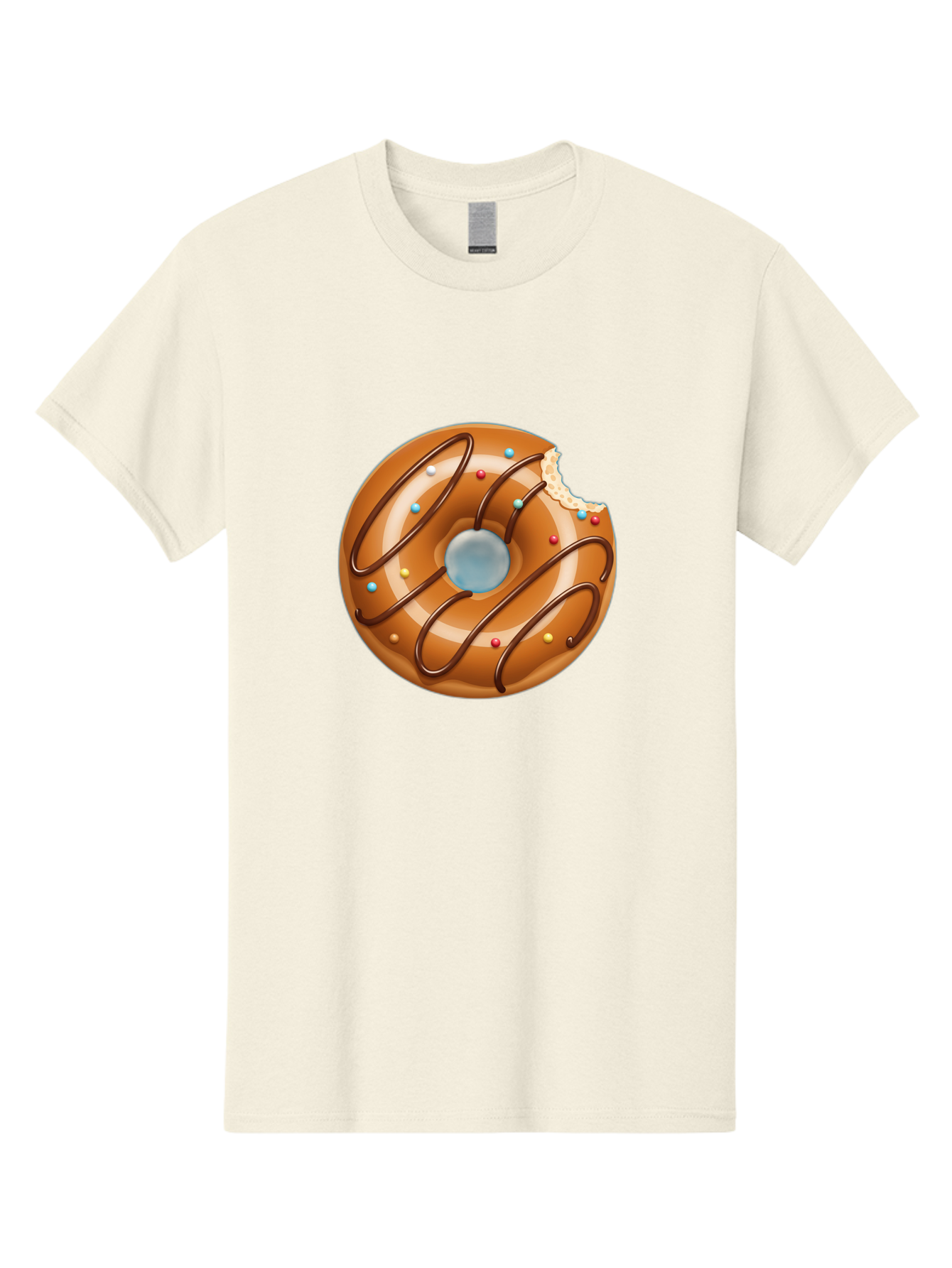Donut Men'S Graphic Tee, 100% Cotton, Comfortable Casual Summer Wear, Machine Washable, Chocolate Donut, Donut With Glaze, Donut With Sprinkles, Chocolate Drizzle, Sweet Treat, Dessert, Tasty Pastry, Colorful Donut, Donut With Bite Taken, Baa518