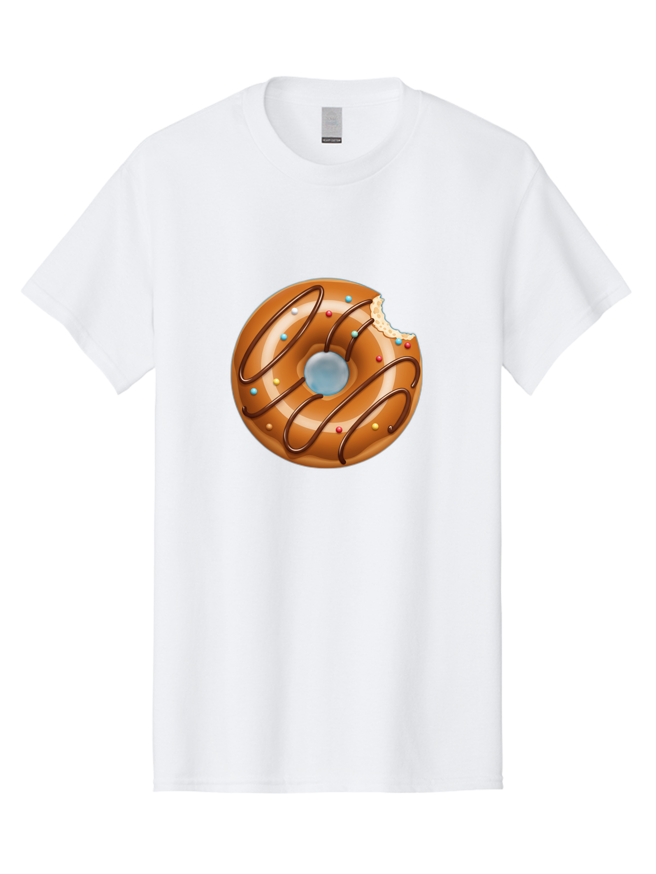 Donut Men'S Graphic Tee, 100% Cotton, Comfortable Casual Summer Wear, Machine Washable, Chocolate Donut, Donut With Glaze, Donut With Sprinkles, Chocolate Drizzle, Sweet Treat, Dessert, Tasty Pastry, Colorful Donut, Donut With Bite Taken, Baa518