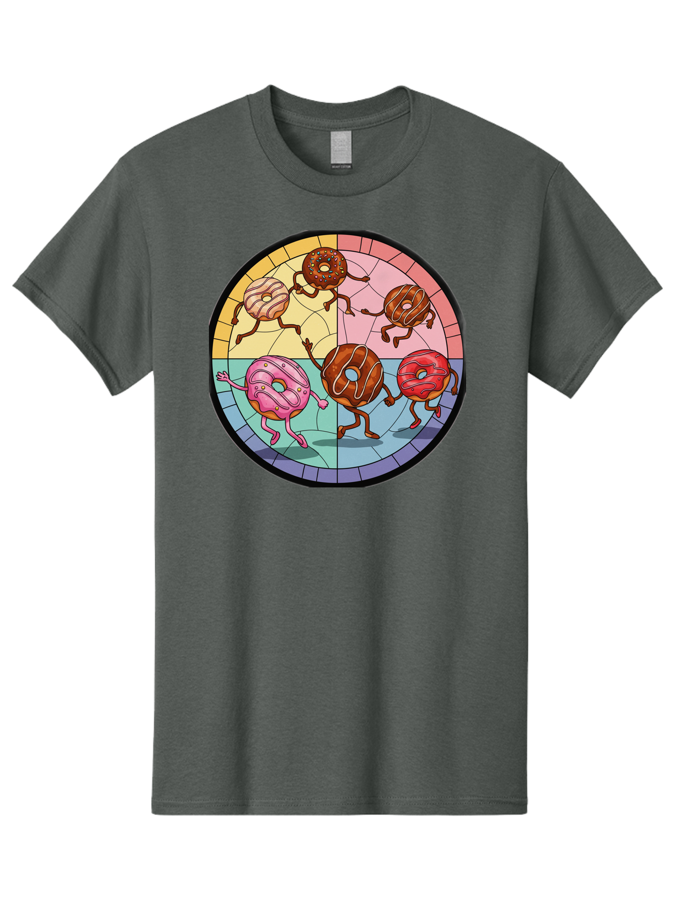 Donuts-Dancing-1 Men'S Graphic Tee, 100% Cotton, Comfortable Casual Summer Wear, Machine Washable, Donuts Dancing, Cartoon Donuts, Sweet Treats, Colorful Illustration, Playful Art, Pastry Characters, Whimsical Design, Tasty Delights, Baa522