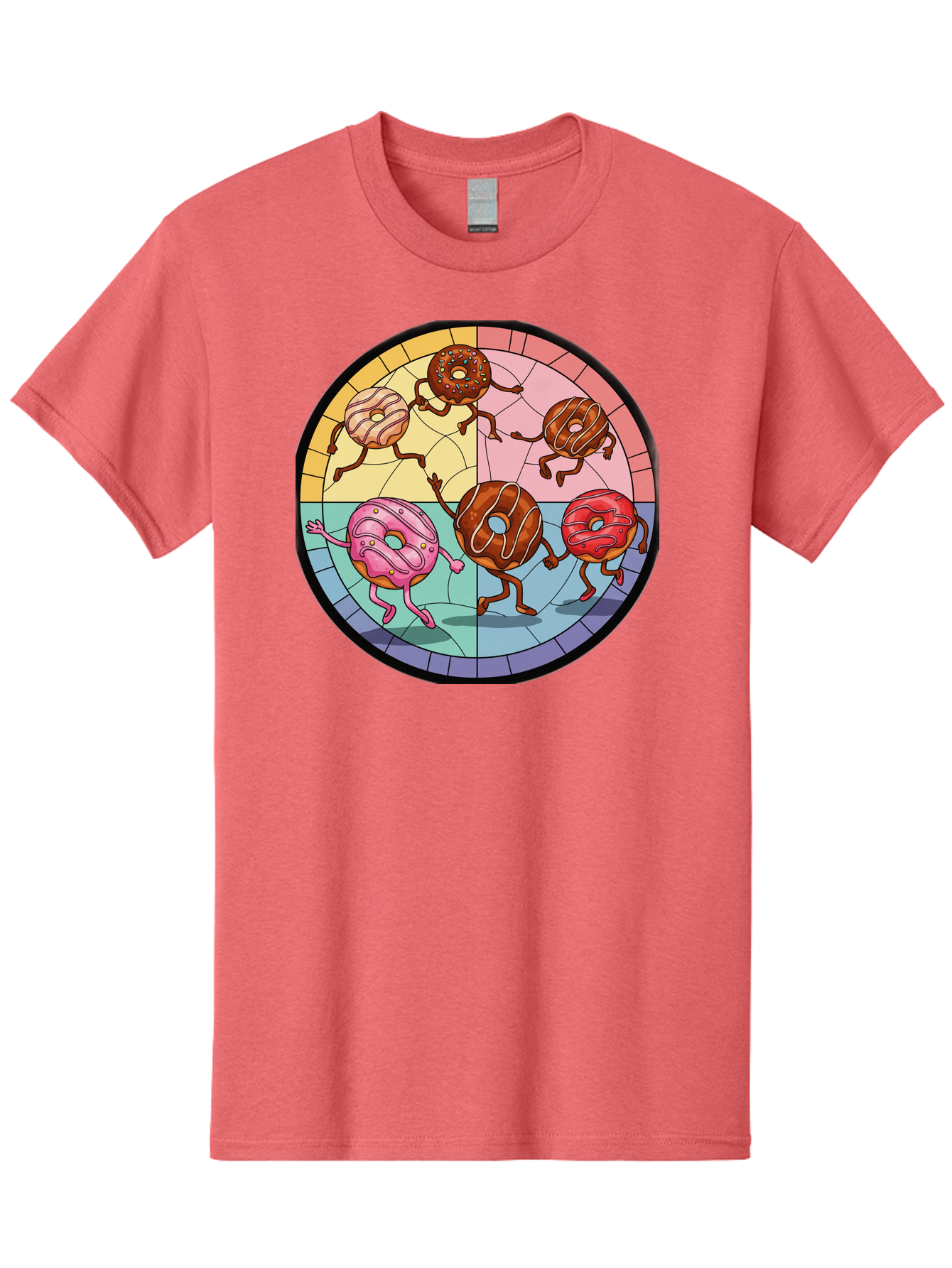 Donuts-Dancing-1 Men'S Graphic Tee, 100% Cotton, Comfortable Casual Summer Wear, Machine Washable, Donuts Dancing, Cartoon Donuts, Sweet Treats, Colorful Illustration, Playful Art, Pastry Characters, Whimsical Design, Tasty Delights, Baa522