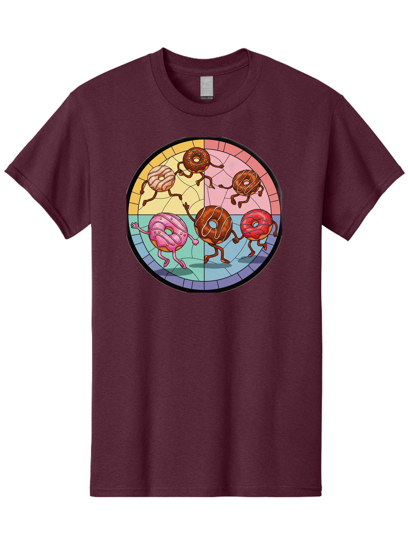 Donuts-Dancing-1 Men'S Graphic Tee, 100% Cotton, Comfortable Casual Summer Wear, Machine Washable, Donuts Dancing, Cartoon Donuts, Sweet Treats, Colorful Illustration, Playful Art, Pastry Characters, Whimsical Design, Tasty Delights, Baa522