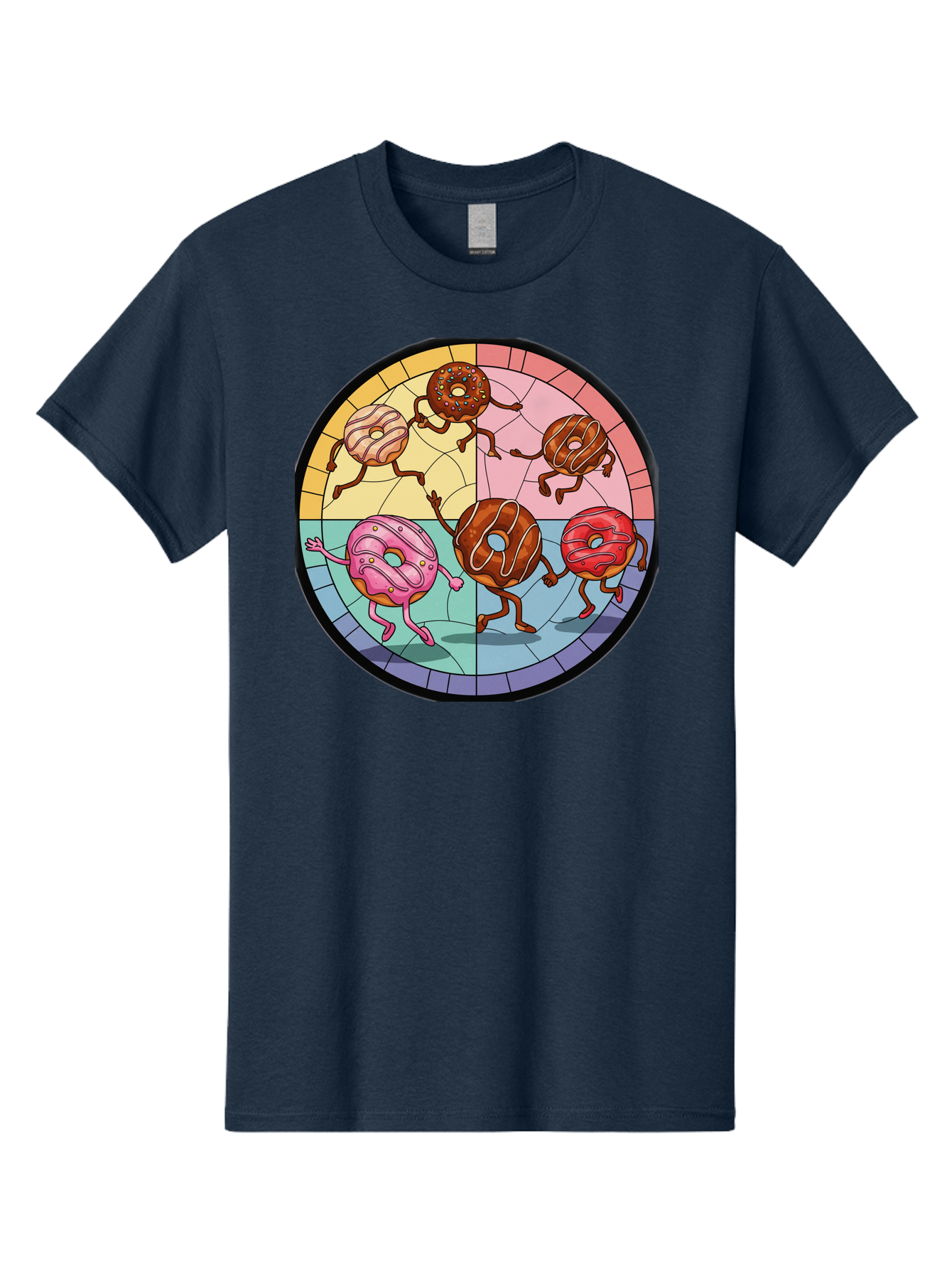Donuts-Dancing-1 Men'S Graphic Tee, 100% Cotton, Comfortable Casual Summer Wear, Machine Washable, Donuts Dancing, Cartoon Donuts, Sweet Treats, Colorful Illustration, Playful Art, Pastry Characters, Whimsical Design, Tasty Delights, Baa522