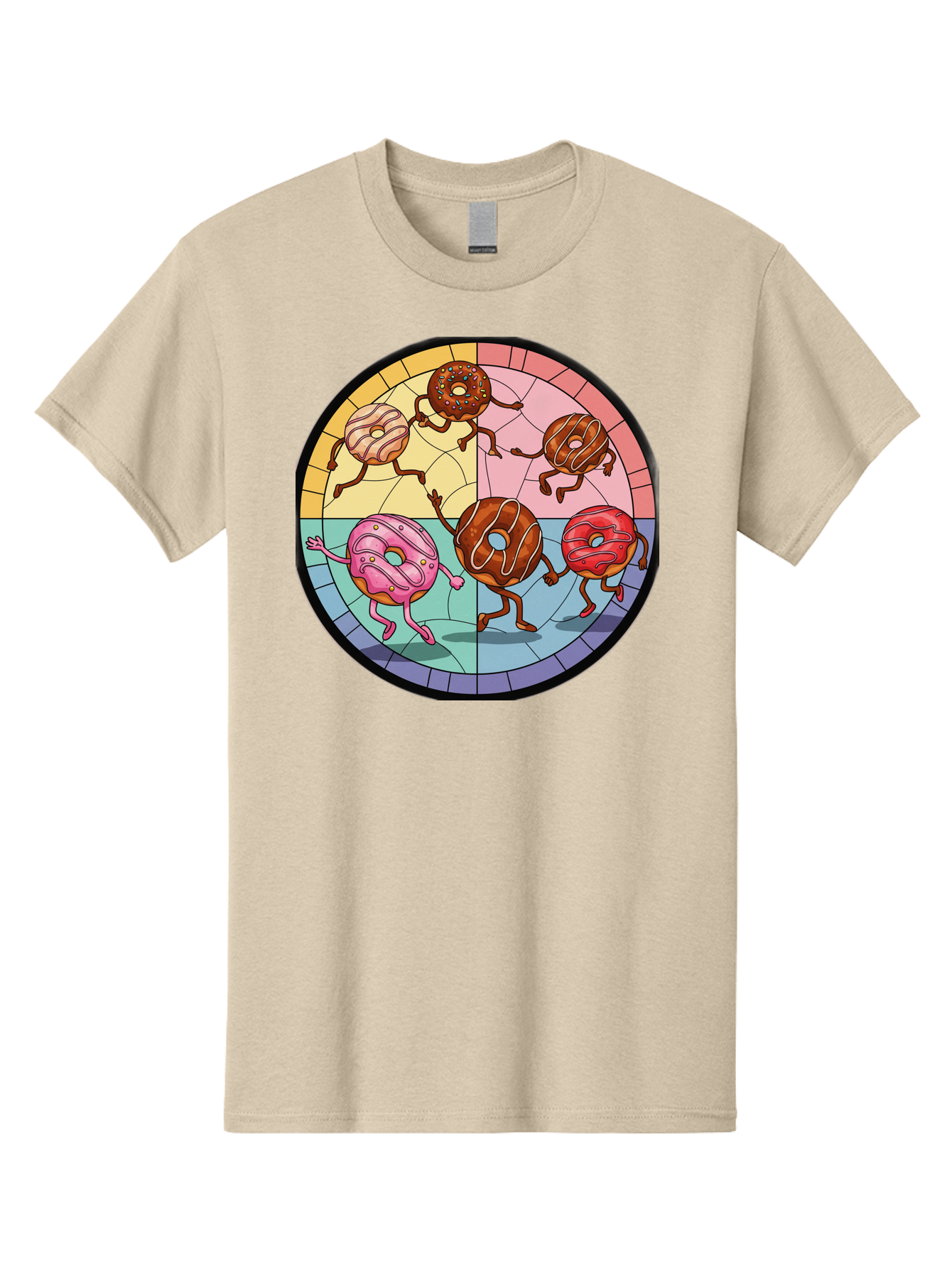 Donuts-Dancing-1 Men'S Graphic Tee, 100% Cotton, Comfortable Casual Summer Wear, Machine Washable, Donuts Dancing, Cartoon Donuts, Sweet Treats, Colorful Illustration, Playful Art, Pastry Characters, Whimsical Design, Tasty Delights, Baa522