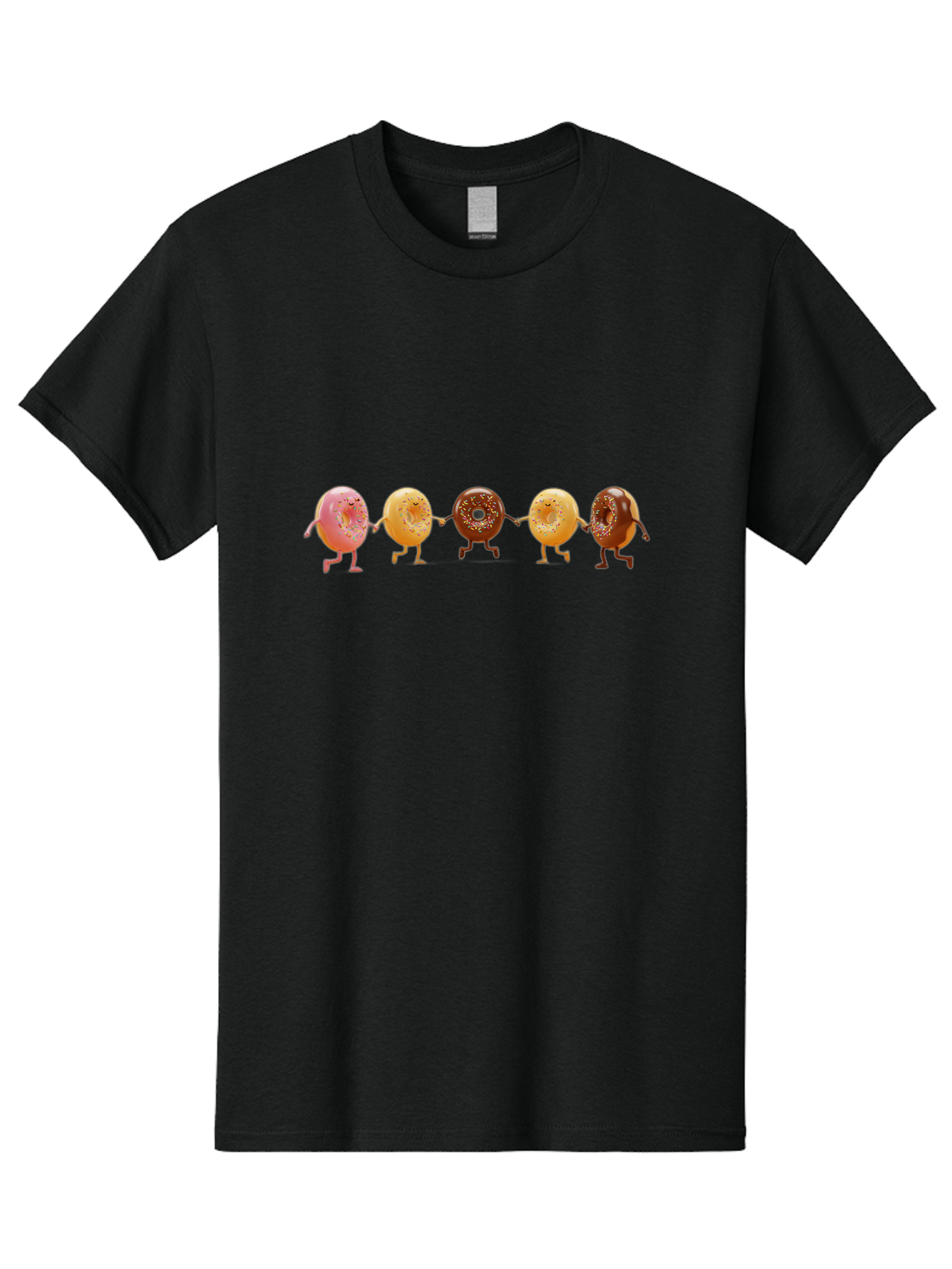 Donuts-Dancing-2 Men'S Graphic Tee, 100% Cotton, Comfortable Casual Summer Wear, Machine Washable, Donuts Dancing, Happy Donuts, Glazed Donut, Chocolate Donut, Sprinkles, Sugar Coating, Playful Treats, Sweet Indulgence, Cartoon Donuts, Baa523
