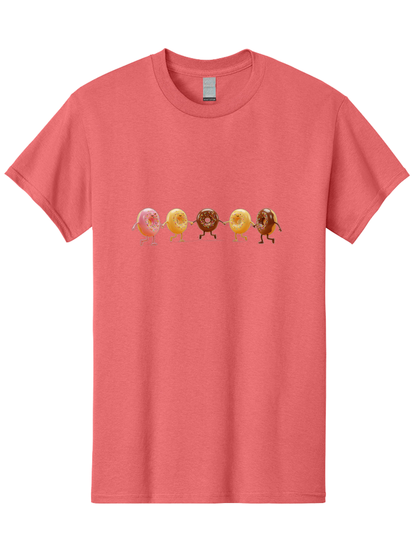 Donuts-Dancing-2 Men'S Graphic Tee, 100% Cotton, Comfortable Casual Summer Wear, Machine Washable, Donuts Dancing, Happy Donuts, Glazed Donut, Chocolate Donut, Sprinkles, Sugar Coating, Playful Treats, Sweet Indulgence, Cartoon Donuts, Baa523