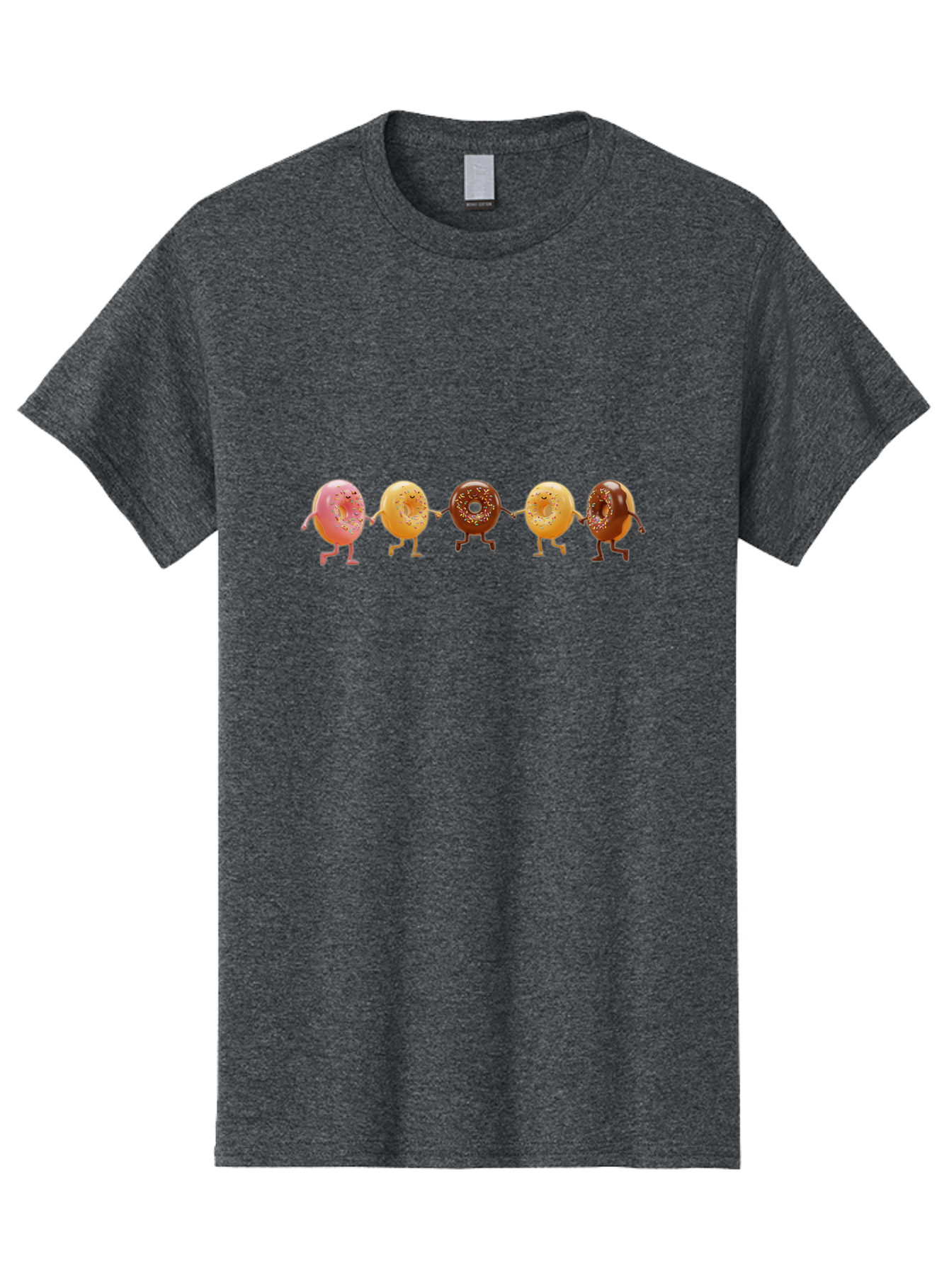 Donuts-Dancing-2 Men'S Graphic Tee, 100% Cotton, Comfortable Casual Summer Wear, Machine Washable, Donuts Dancing, Happy Donuts, Glazed Donut, Chocolate Donut, Sprinkles, Sugar Coating, Playful Treats, Sweet Indulgence, Cartoon Donuts, Baa523