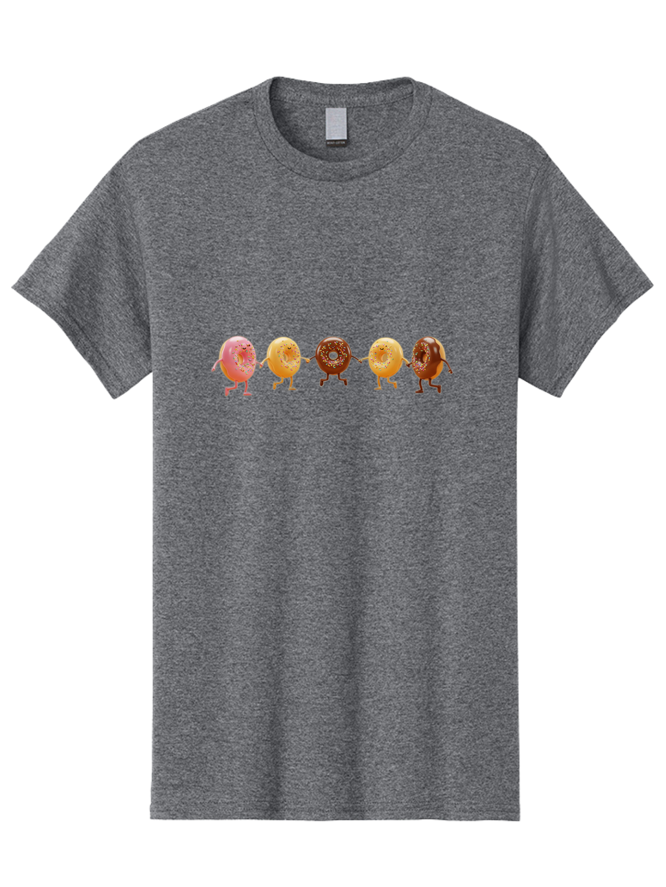Donuts-Dancing-2 Men'S Graphic Tee, 100% Cotton, Comfortable Casual Summer Wear, Machine Washable, Donuts Dancing, Happy Donuts, Glazed Donut, Chocolate Donut, Sprinkles, Sugar Coating, Playful Treats, Sweet Indulgence, Cartoon Donuts, Baa523