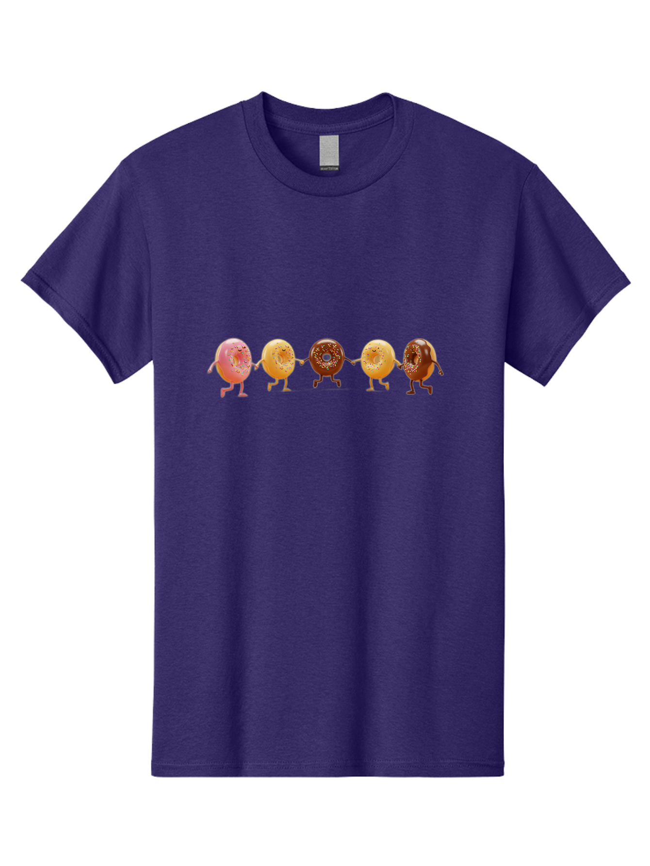 Donuts-Dancing-2 Men'S Graphic Tee, 100% Cotton, Comfortable Casual Summer Wear, Machine Washable, Donuts Dancing, Happy Donuts, Glazed Donut, Chocolate Donut, Sprinkles, Sugar Coating, Playful Treats, Sweet Indulgence, Cartoon Donuts, Baa523