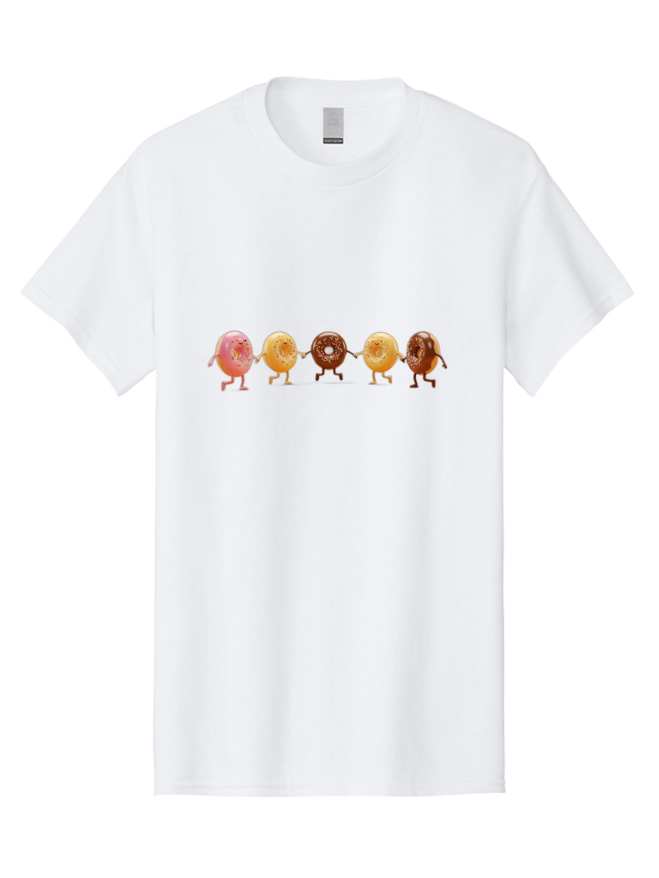 Donuts-Dancing-2 Men'S Graphic Tee, 100% Cotton, Comfortable Casual Summer Wear, Machine Washable, Donuts Dancing, Happy Donuts, Glazed Donut, Chocolate Donut, Sprinkles, Sugar Coating, Playful Treats, Sweet Indulgence, Cartoon Donuts, Baa523