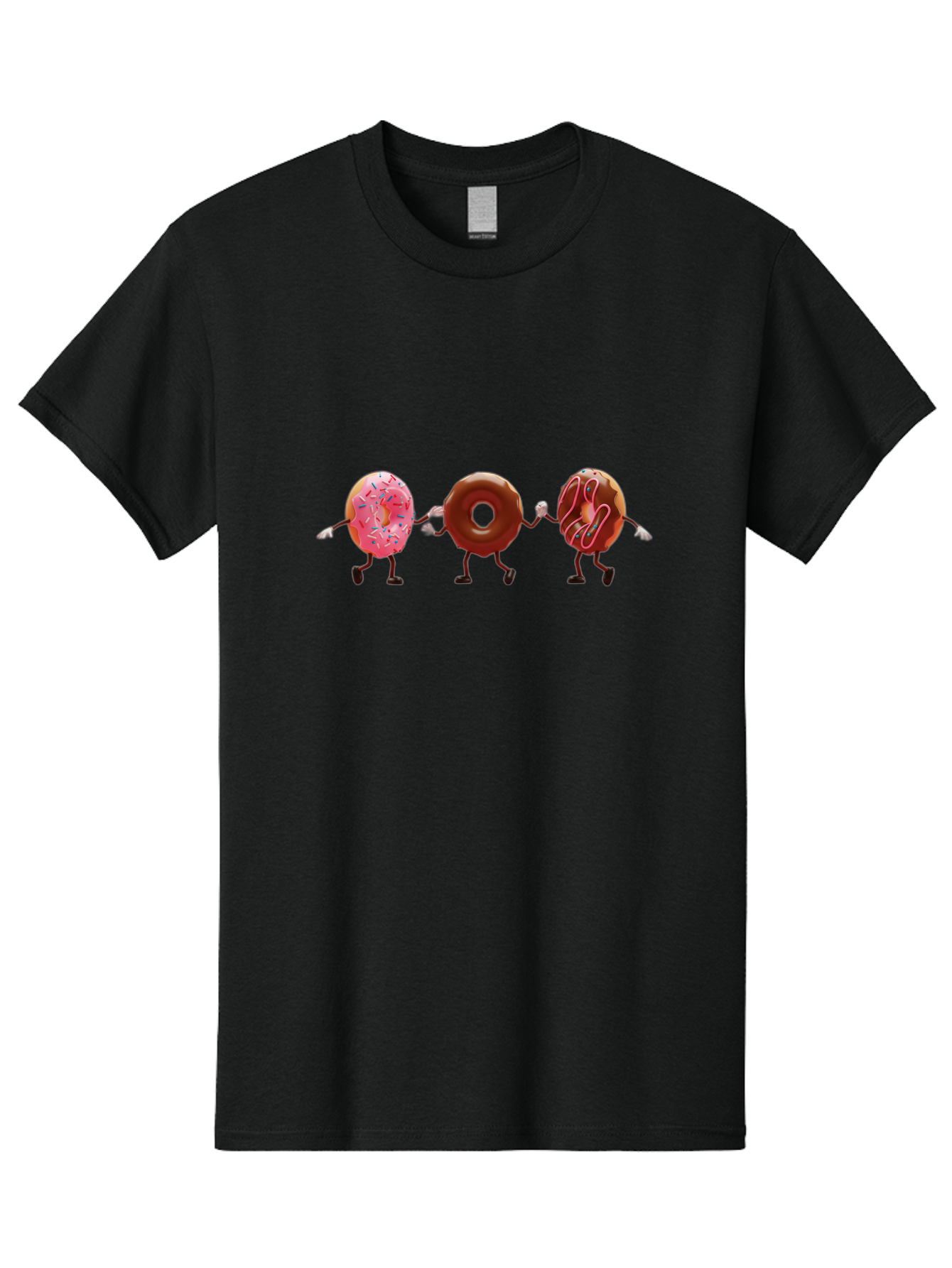 Donuts-Dancing Men'S Graphic Tee, 100% Cotton, Comfortable Casual Summer Wear, Machine Washable, Donuts Dancing, Sweet Treats, Chocolate Frosting, Pink Sprinkles, Donut Friends, Cartoon Donuts, Tasty Desserts, Bakery Delights, Donut Gang, Baa524