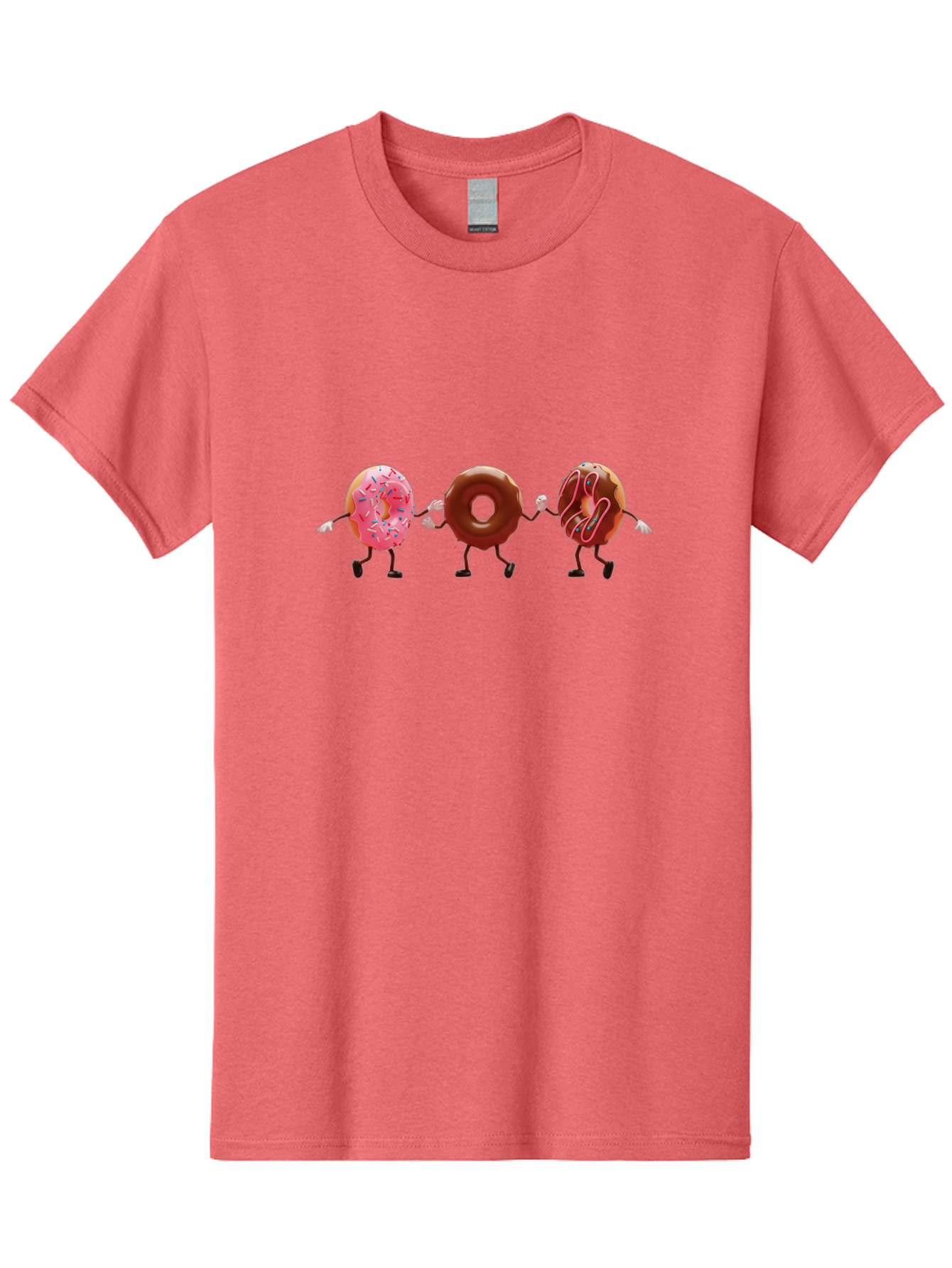 Donuts-Dancing Men'S Graphic Tee, 100% Cotton, Comfortable Casual Summer Wear, Machine Washable, Donuts Dancing, Sweet Treats, Chocolate Frosting, Pink Sprinkles, Donut Friends, Cartoon Donuts, Tasty Desserts, Bakery Delights, Donut Gang, Baa524