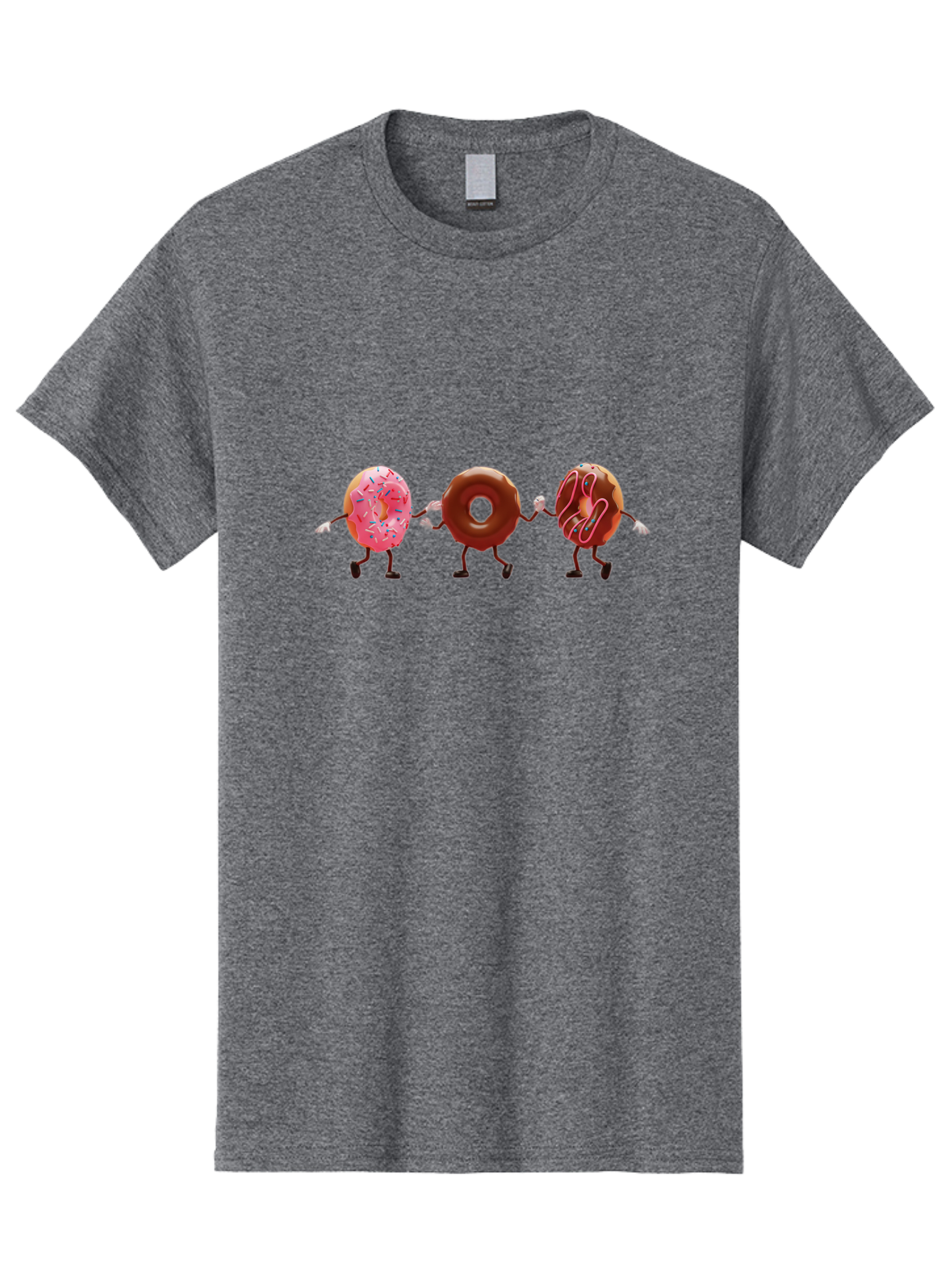Donuts-Dancing Men'S Graphic Tee, 100% Cotton, Comfortable Casual Summer Wear, Machine Washable, Donuts Dancing, Sweet Treats, Chocolate Frosting, Pink Sprinkles, Donut Friends, Cartoon Donuts, Tasty Desserts, Bakery Delights, Donut Gang, Baa524