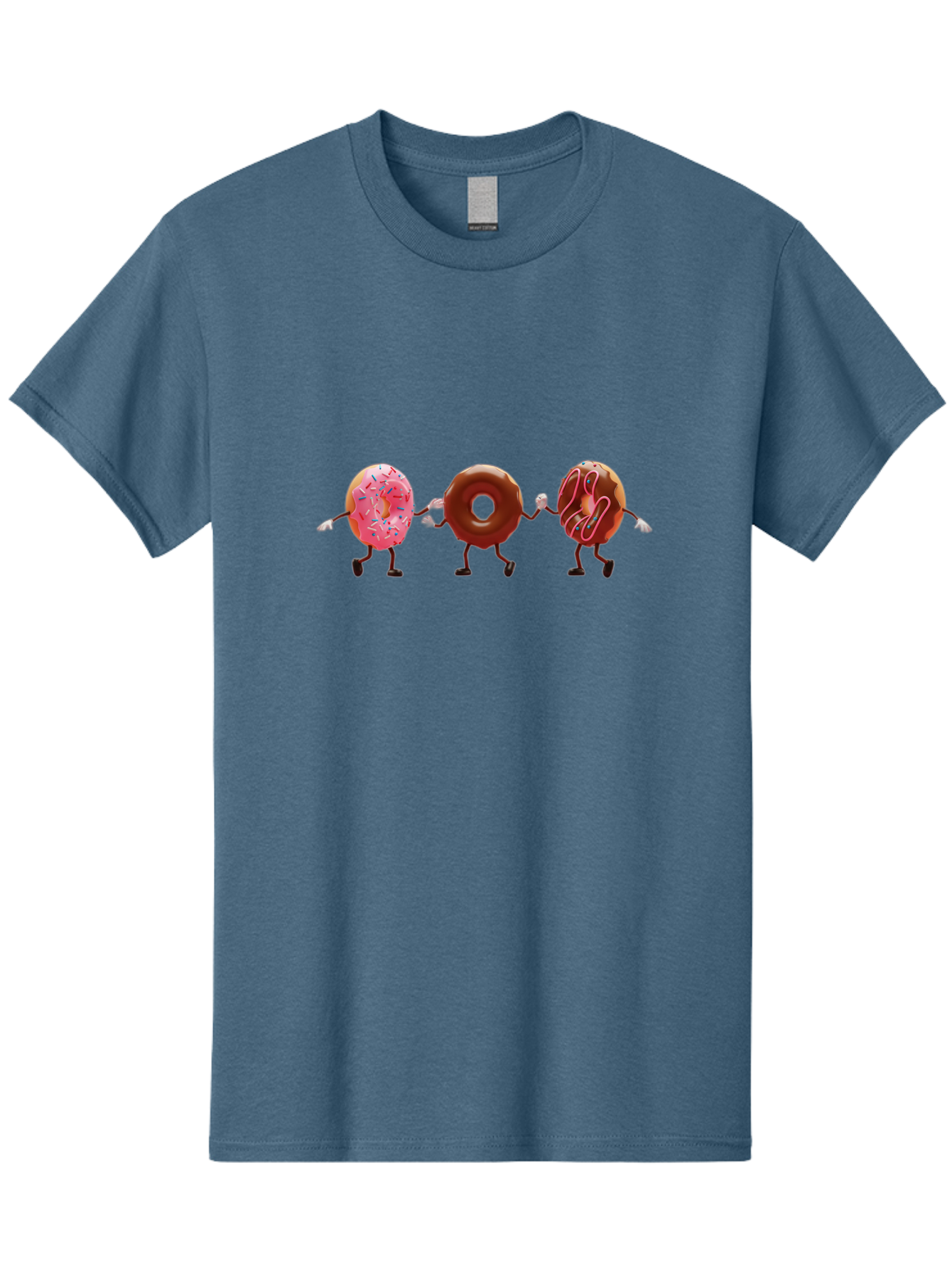 Donuts-Dancing Men'S Graphic Tee, 100% Cotton, Comfortable Casual Summer Wear, Machine Washable, Donuts Dancing, Sweet Treats, Chocolate Frosting, Pink Sprinkles, Donut Friends, Cartoon Donuts, Tasty Desserts, Bakery Delights, Donut Gang, Baa524