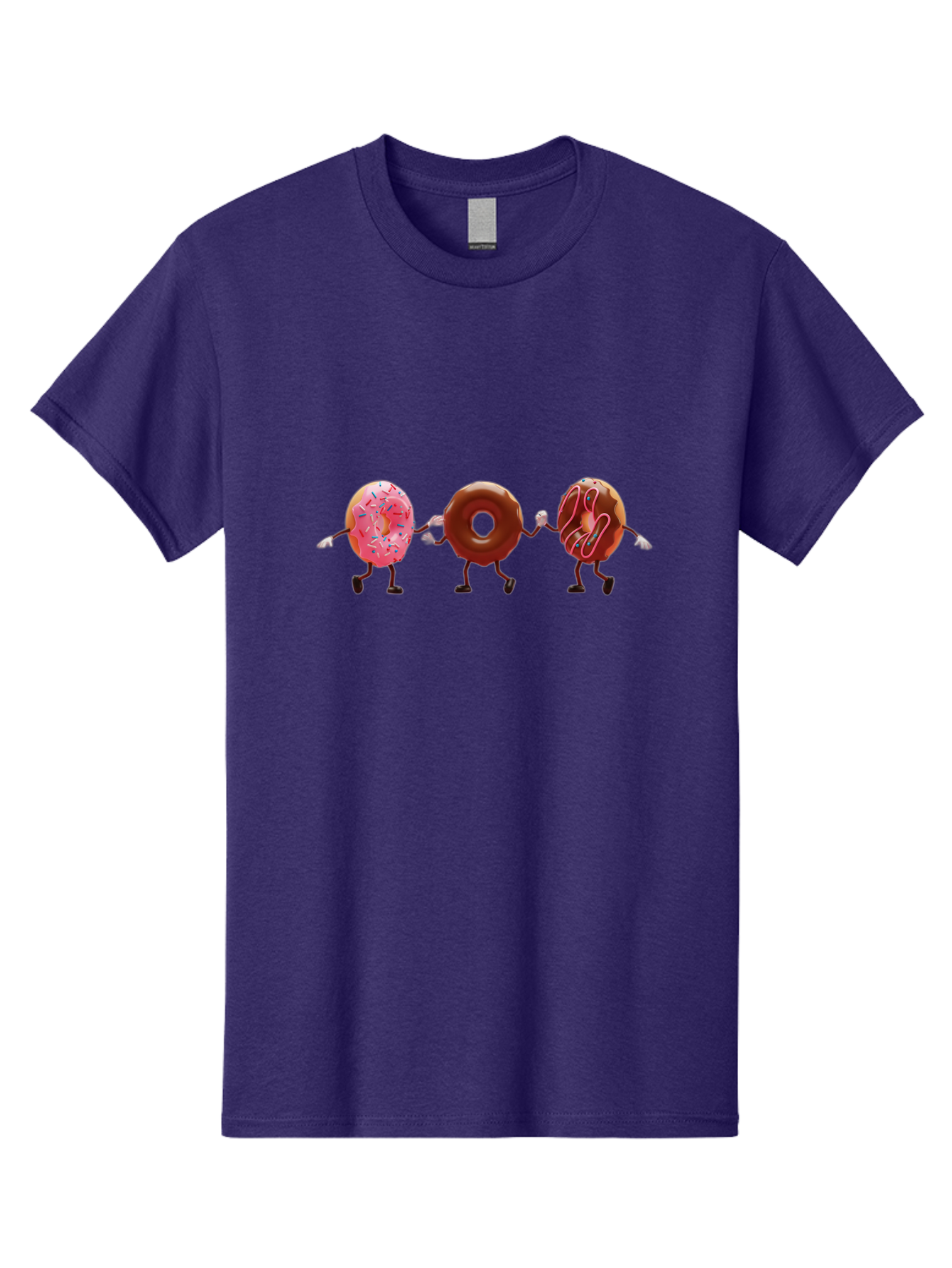 Donuts-Dancing Men'S Graphic Tee, 100% Cotton, Comfortable Casual Summer Wear, Machine Washable, Donuts Dancing, Sweet Treats, Chocolate Frosting, Pink Sprinkles, Donut Friends, Cartoon Donuts, Tasty Desserts, Bakery Delights, Donut Gang, Baa524