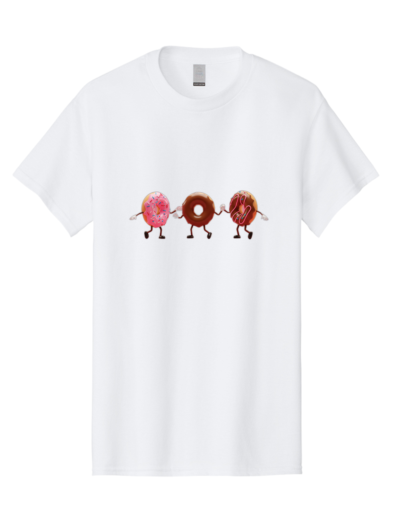 Donuts-Dancing Men'S Graphic Tee, 100% Cotton, Comfortable Casual Summer Wear, Machine Washable, Donuts Dancing, Sweet Treats, Chocolate Frosting, Pink Sprinkles, Donut Friends, Cartoon Donuts, Tasty Desserts, Bakery Delights, Donut Gang, Baa524