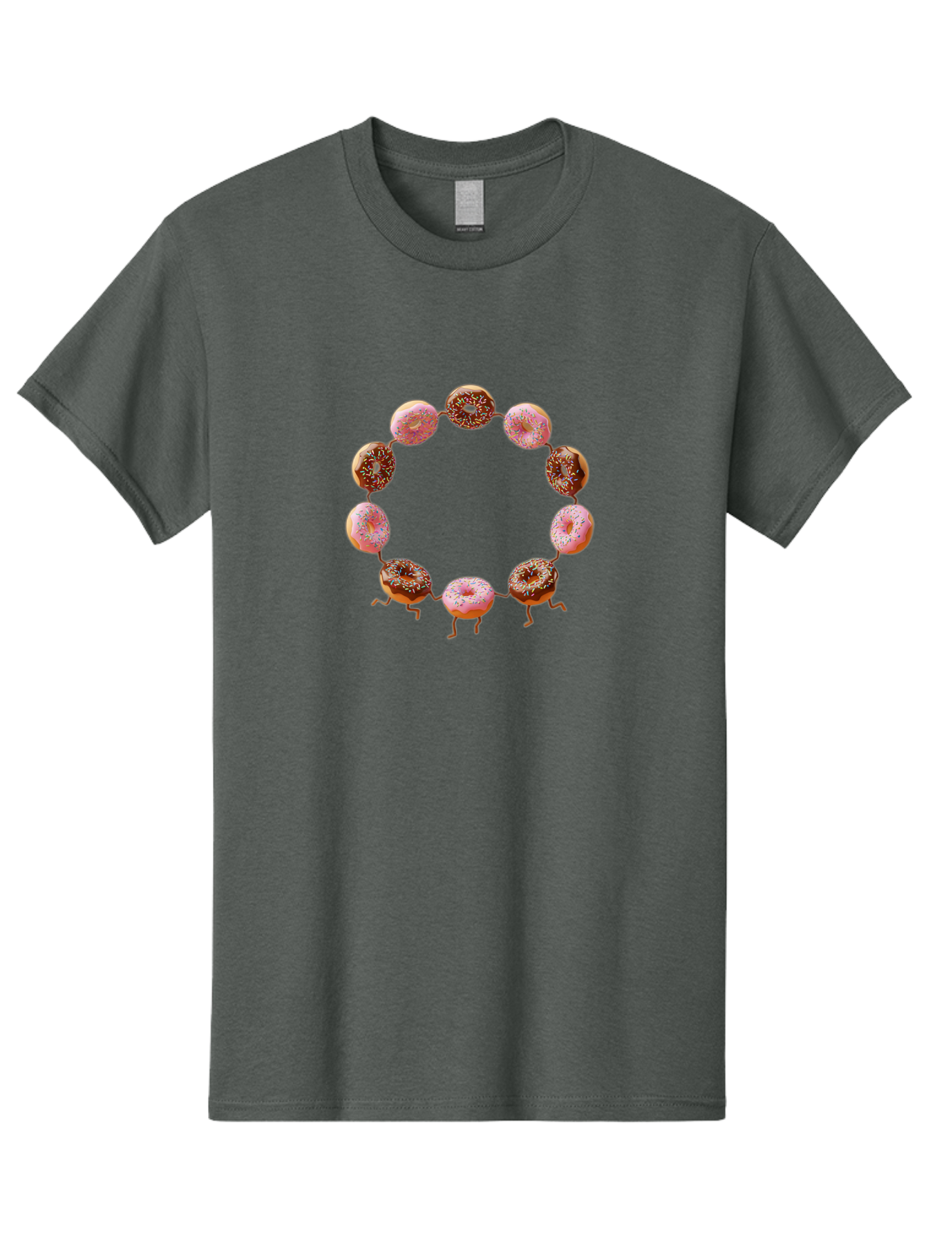 Donuts-In-Circle-1 Men'S Graphic Tee, 100% Cotton, Comfortable Casual Summer Wear, Machine Washable, Donuts In A Circle, Creative Food Art, Sweet Treats, Pink And Brown Donuts, Playful Arrangement, Fun Design, Tasty Pastries, Baa525