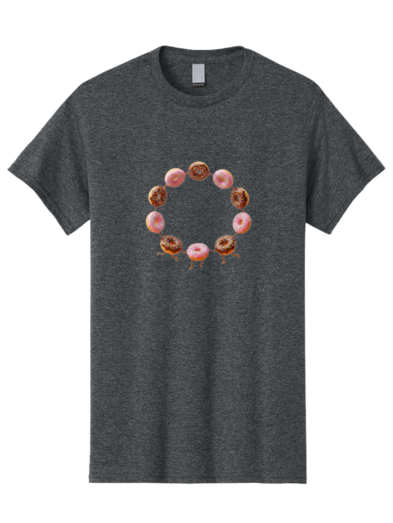 Donuts-In-Circle-1 Men'S Graphic Tee, 100% Cotton, Comfortable Casual Summer Wear, Machine Washable, Donuts In A Circle, Creative Food Art, Sweet Treats, Pink And Brown Donuts, Playful Arrangement, Fun Design, Tasty Pastries, Baa525