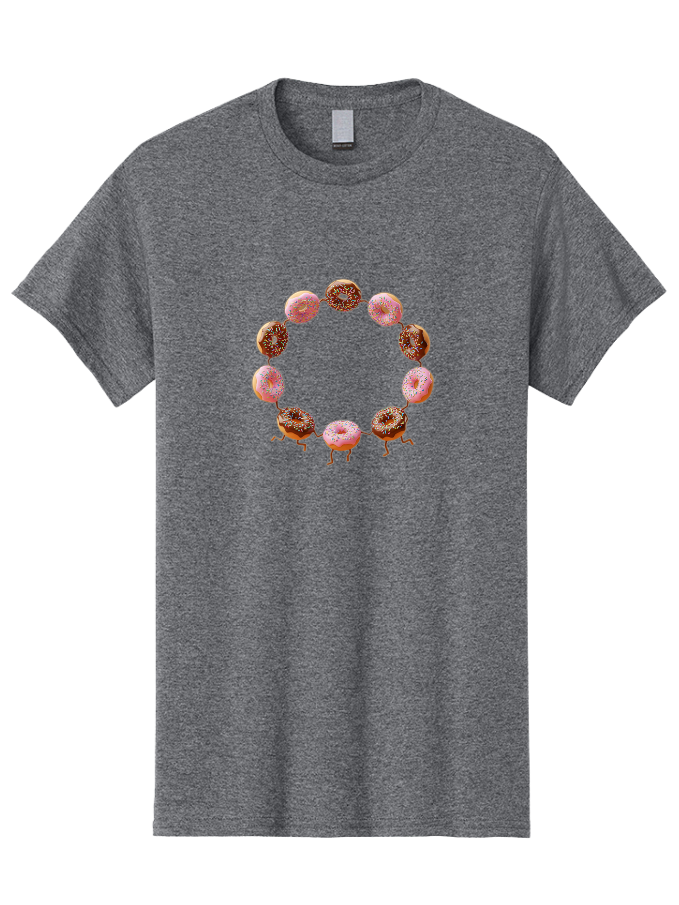 Donuts-In-Circle-1 Men'S Graphic Tee, 100% Cotton, Comfortable Casual Summer Wear, Machine Washable, Donuts In A Circle, Creative Food Art, Sweet Treats, Pink And Brown Donuts, Playful Arrangement, Fun Design, Tasty Pastries, Baa525