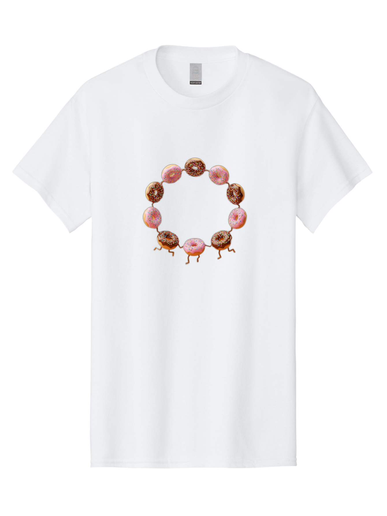 Donuts-In-Circle-1 Men'S Graphic Tee, 100% Cotton, Comfortable Casual Summer Wear, Machine Washable, Donuts In A Circle, Creative Food Art, Sweet Treats, Pink And Brown Donuts, Playful Arrangement, Fun Design, Tasty Pastries, Baa525