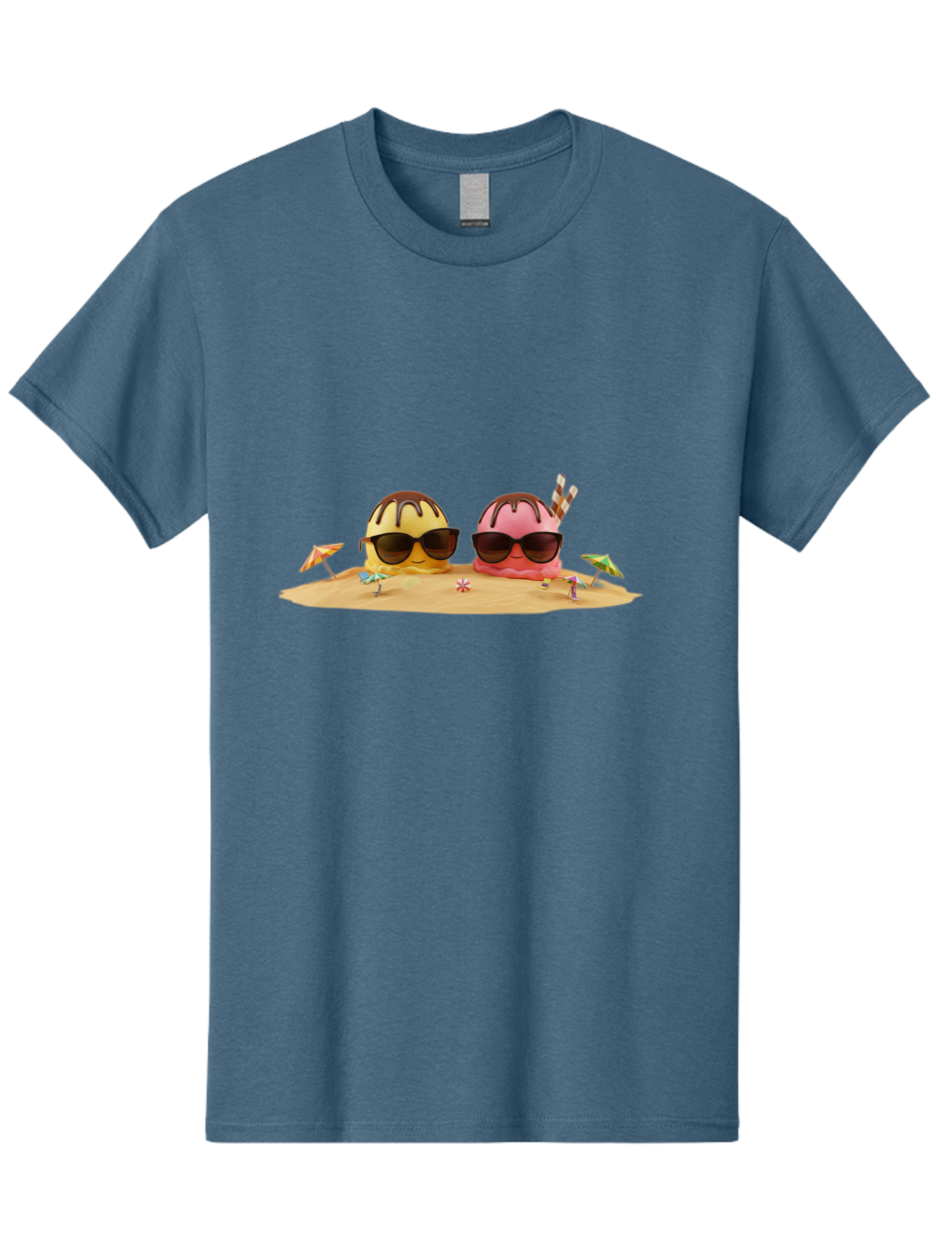 Donuts-On-Island Men'S Graphic Tee, 100% Cotton, Comfortable Casual Summer Wear, Machine Washable, Cupcakes On Island, Sunglasses, Beach Umbrellas, Summer Fun, Cartoon Style, Sweet Treats, Tropical Getaway, Vacation Vibes, Dessert Lovers, Baa527