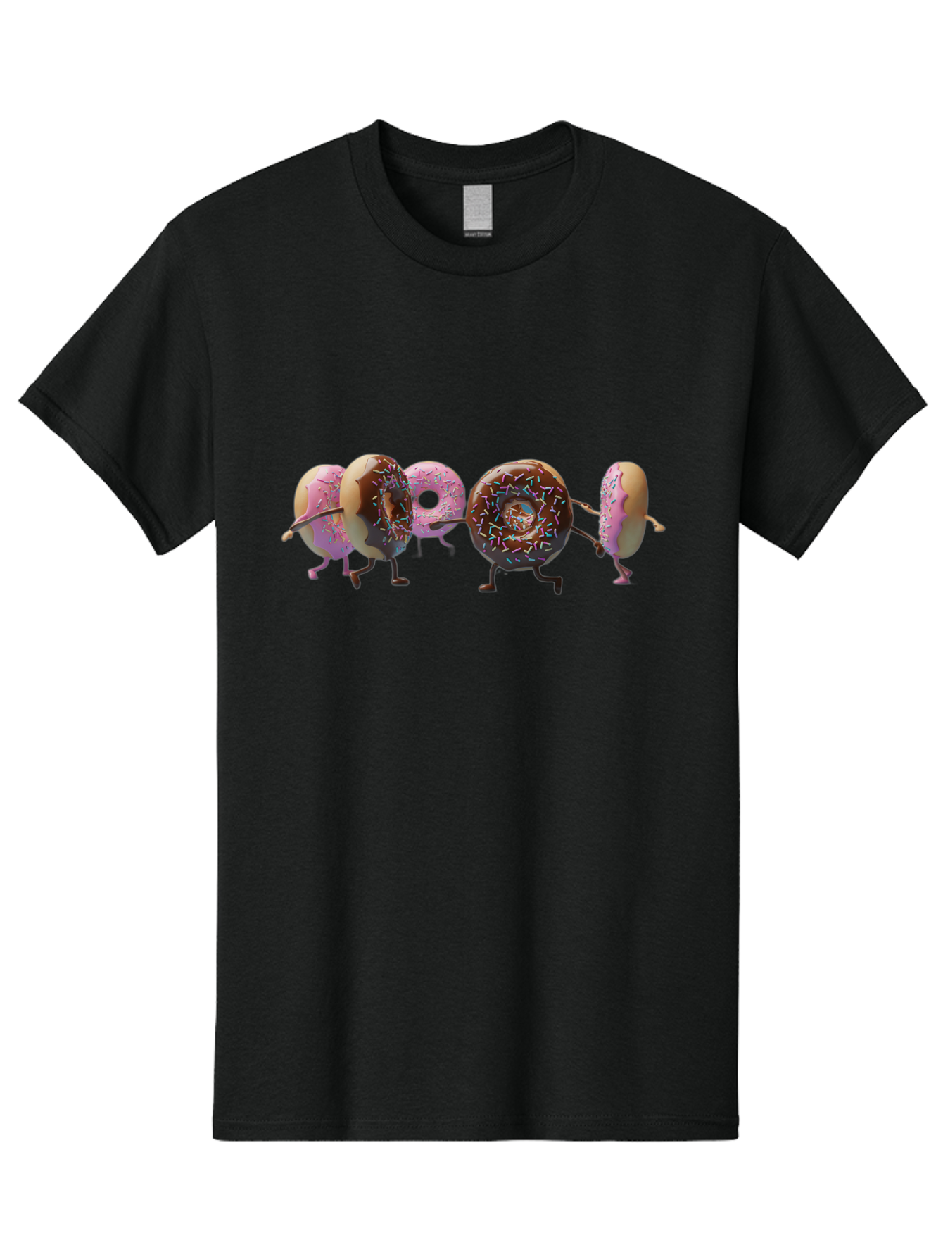 Donuts Men'S Graphic Tee, 100% Cotton, Comfortable Casual Summer Wear, Machine Washable, Donuts With Arms And Legs Running, Chocolate Frosted Donuts, Pink Frosted Donuts, Colorful Sprinkles, Fun Illustration, Sweet Treats, Dessert Graphics Baa531