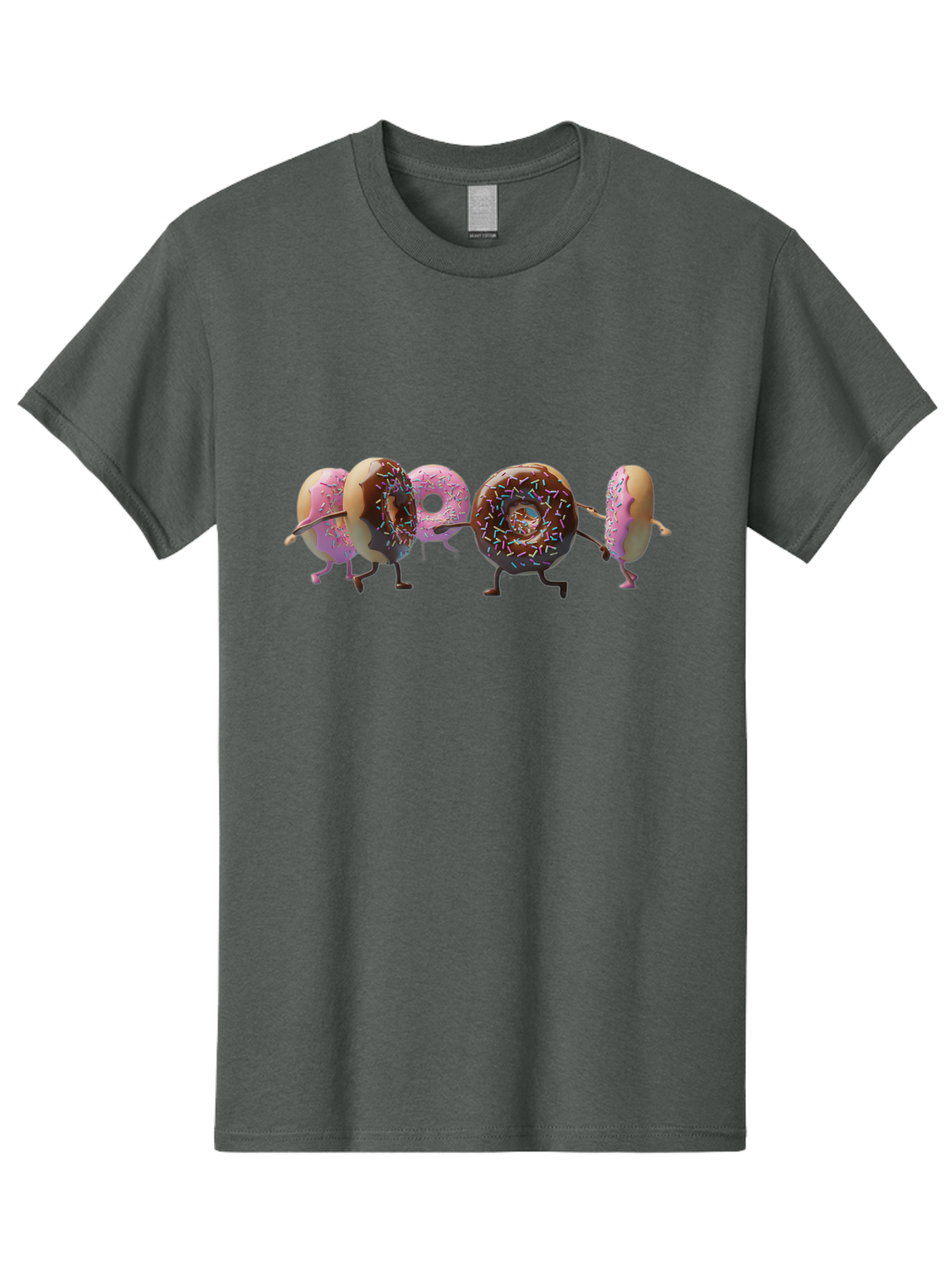 Donuts Men'S Graphic Tee, 100% Cotton, Comfortable Casual Summer Wear, Machine Washable, Donuts With Arms And Legs Running, Chocolate Frosted Donuts, Pink Frosted Donuts, Colorful Sprinkles, Fun Illustration, Sweet Treats, Dessert Graphics Baa531
