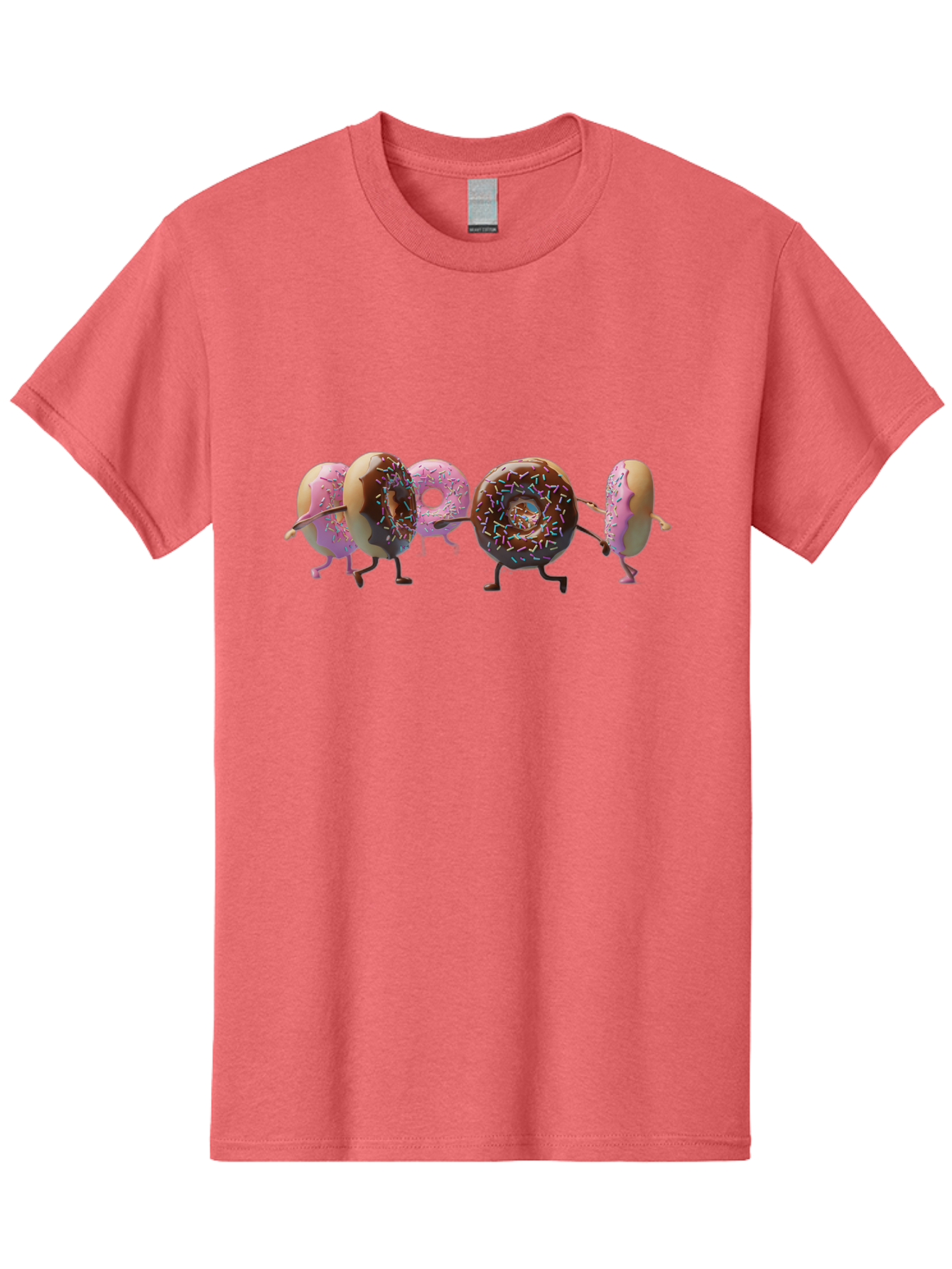 Donuts Men'S Graphic Tee, 100% Cotton, Comfortable Casual Summer Wear, Machine Washable, Donuts With Arms And Legs Running, Chocolate Frosted Donuts, Pink Frosted Donuts, Colorful Sprinkles, Fun Illustration, Sweet Treats, Dessert Graphics Baa531