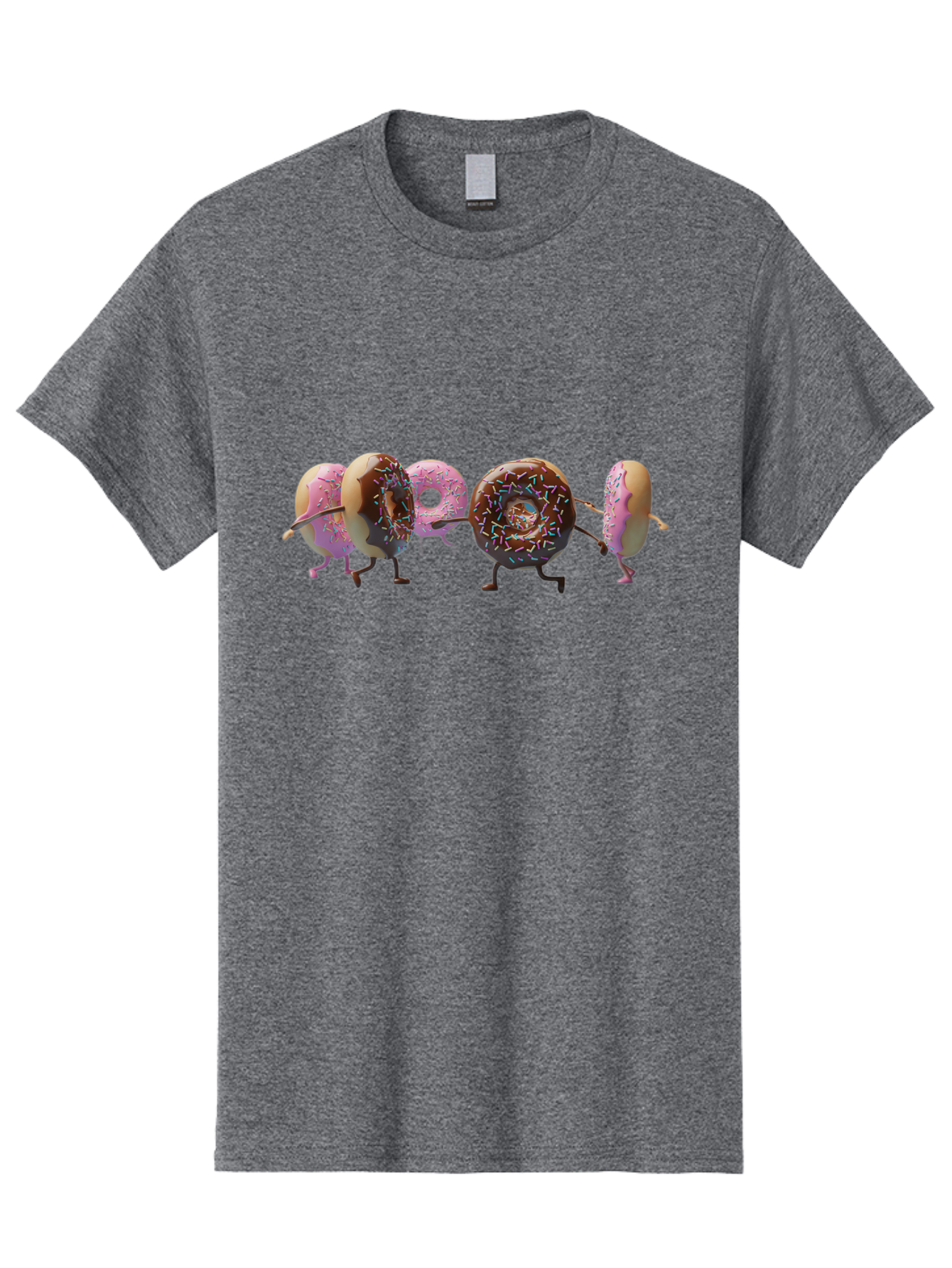 Donuts Men'S Graphic Tee, 100% Cotton, Comfortable Casual Summer Wear, Machine Washable, Donuts With Arms And Legs Running, Chocolate Frosted Donuts, Pink Frosted Donuts, Colorful Sprinkles, Fun Illustration, Sweet Treats, Dessert Graphics Baa531