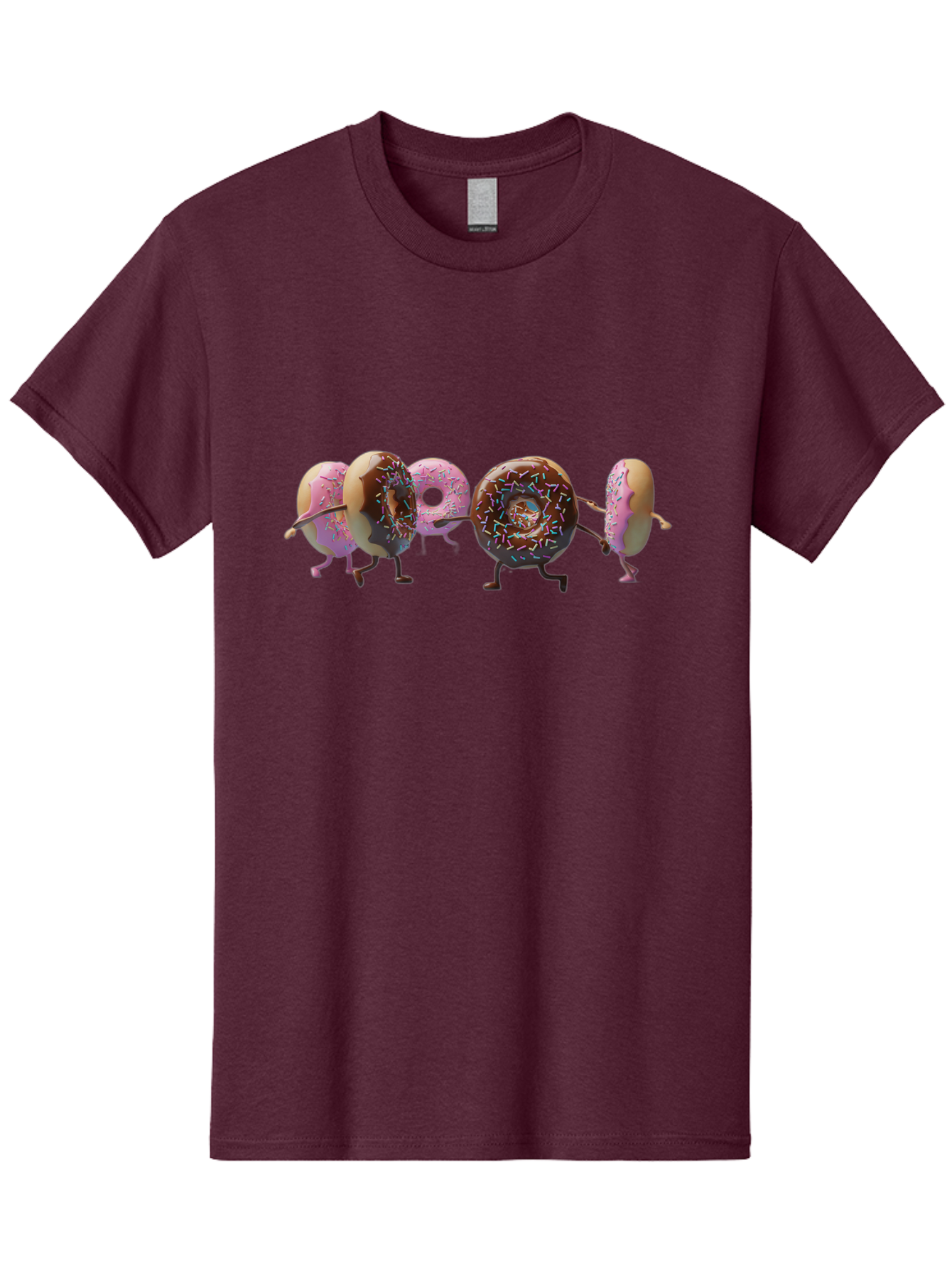 Donuts Men'S Graphic Tee, 100% Cotton, Comfortable Casual Summer Wear, Machine Washable, Donuts With Arms And Legs Running, Chocolate Frosted Donuts, Pink Frosted Donuts, Colorful Sprinkles, Fun Illustration, Sweet Treats, Dessert Graphics Baa531