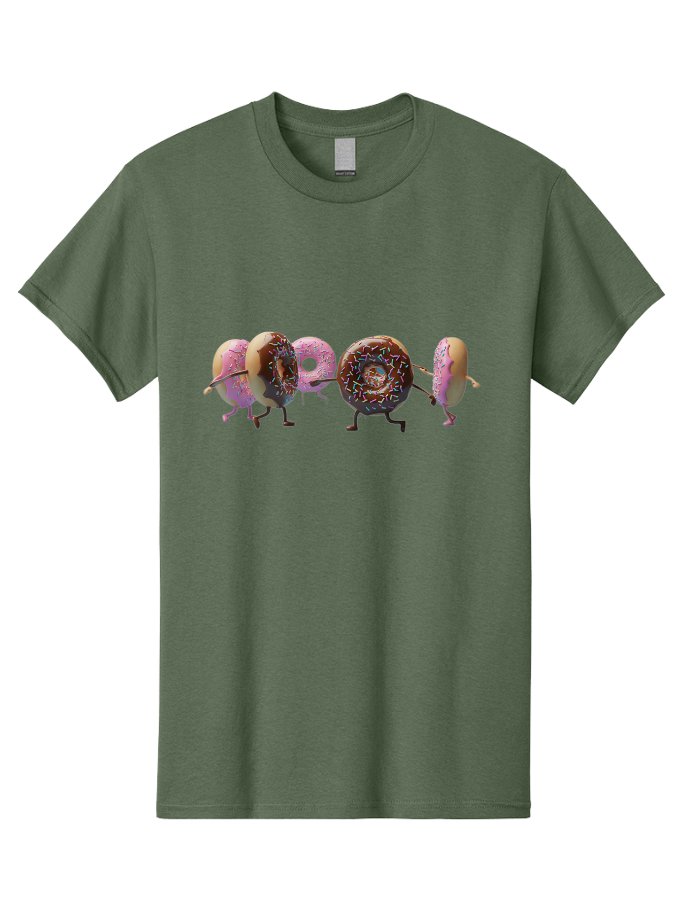 Donuts Men'S Graphic Tee, 100% Cotton, Comfortable Casual Summer Wear, Machine Washable, Donuts With Arms And Legs Running, Chocolate Frosted Donuts, Pink Frosted Donuts, Colorful Sprinkles, Fun Illustration, Sweet Treats, Dessert Graphics Baa531