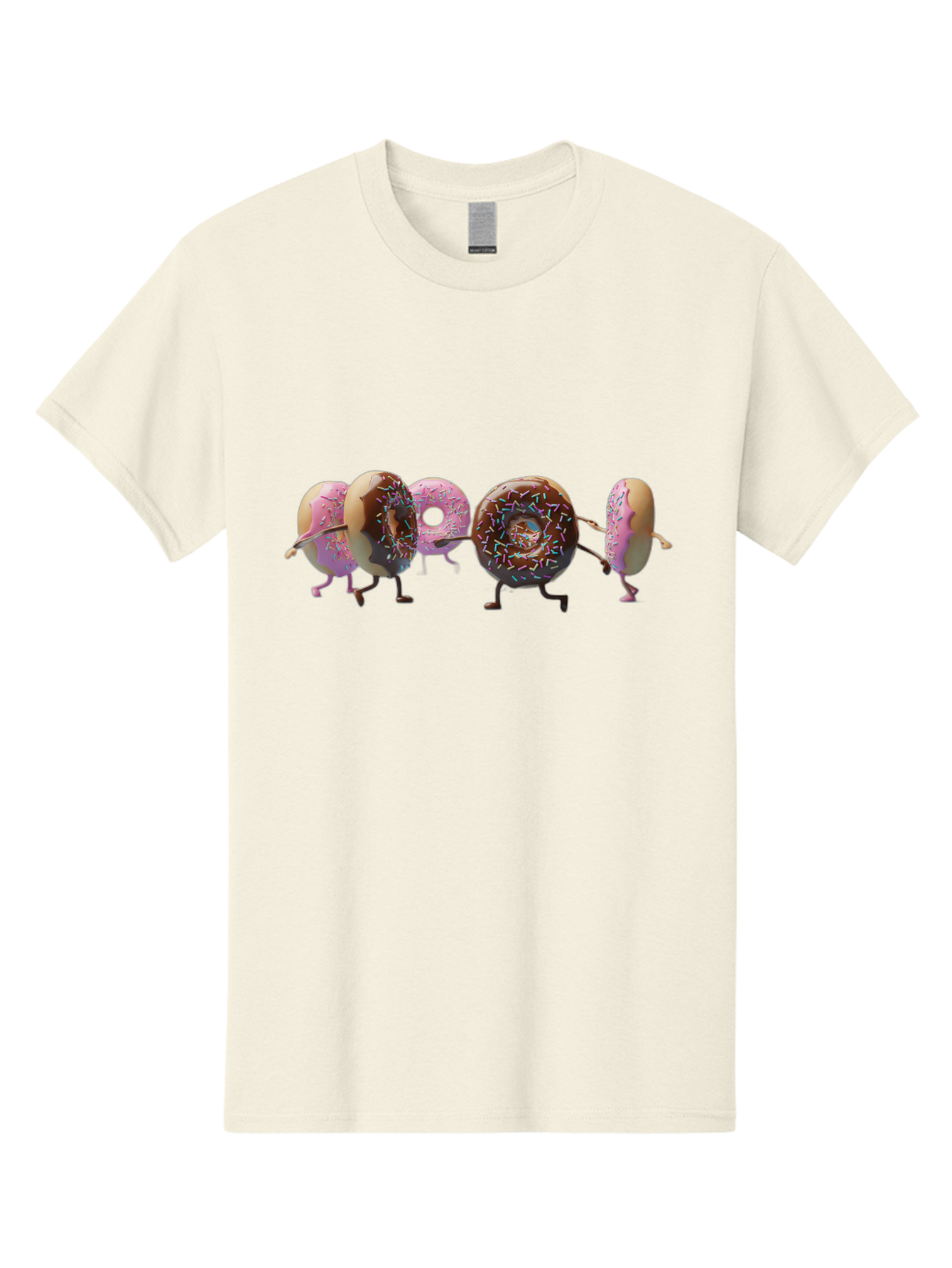 Donuts Men'S Graphic Tee, 100% Cotton, Comfortable Casual Summer Wear, Machine Washable, Donuts With Arms And Legs Running, Chocolate Frosted Donuts, Pink Frosted Donuts, Colorful Sprinkles, Fun Illustration, Sweet Treats, Dessert Graphics Baa531