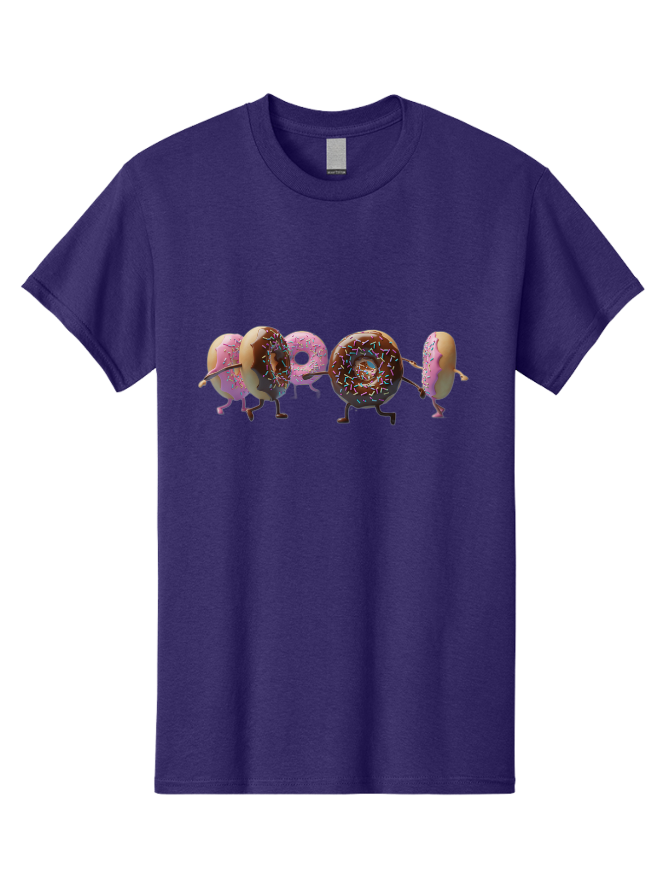 Donuts Men'S Graphic Tee, 100% Cotton, Comfortable Casual Summer Wear, Machine Washable, Donuts With Arms And Legs Running, Chocolate Frosted Donuts, Pink Frosted Donuts, Colorful Sprinkles, Fun Illustration, Sweet Treats, Dessert Graphics Baa531