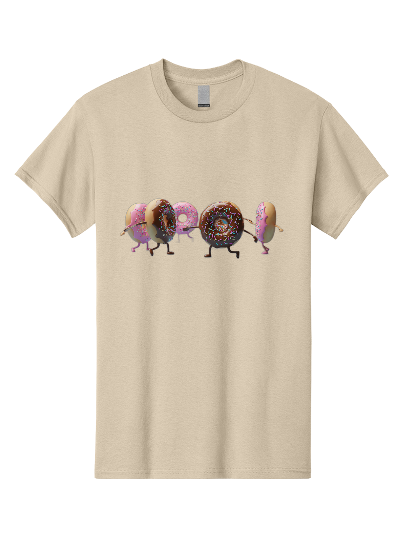 Donuts Men'S Graphic Tee, 100% Cotton, Comfortable Casual Summer Wear, Machine Washable, Donuts With Arms And Legs Running, Chocolate Frosted Donuts, Pink Frosted Donuts, Colorful Sprinkles, Fun Illustration, Sweet Treats, Dessert Graphics Baa531