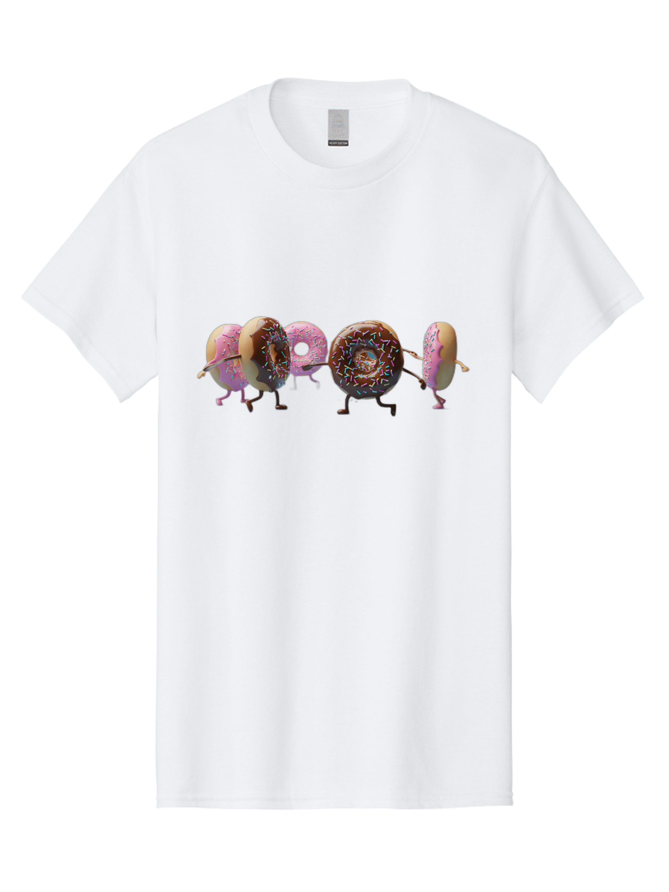 Donuts Men'S Graphic Tee, 100% Cotton, Comfortable Casual Summer Wear, Machine Washable, Donuts With Arms And Legs Running, Chocolate Frosted Donuts, Pink Frosted Donuts, Colorful Sprinkles, Fun Illustration, Sweet Treats, Dessert Graphics Baa531