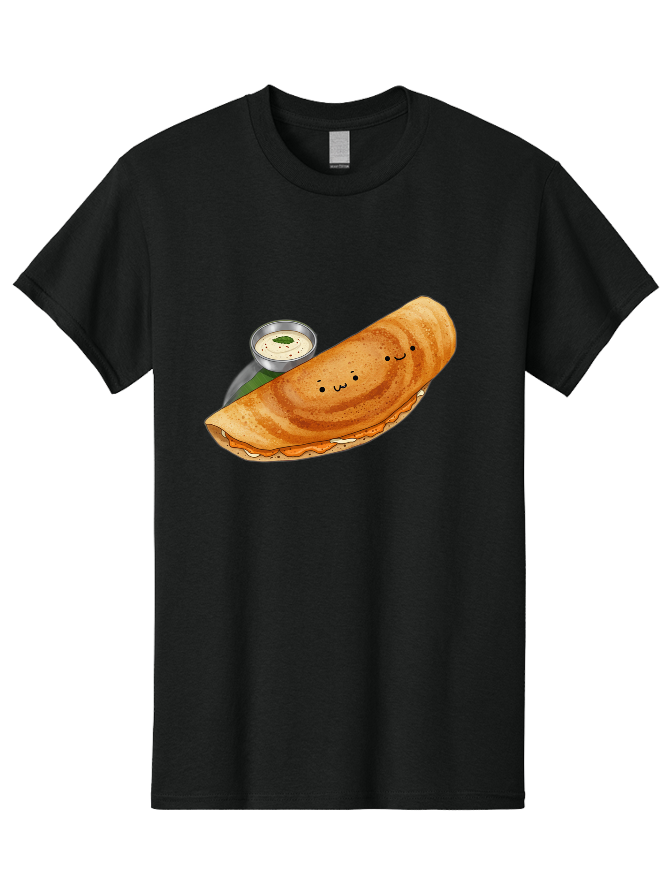 Dosa-2 Men'S Graphic Tee, 100% Cotton, Comfortable Casual Summer Wear, Machine Washable, Indian Cuisine, South Indian Food, Masala Dosa, Dosa Recipe, Crepe Style Pancake, Potato Filling, Chutney, Spicy, Savory, Cartoon Illustration, Kawaii, Baa533
