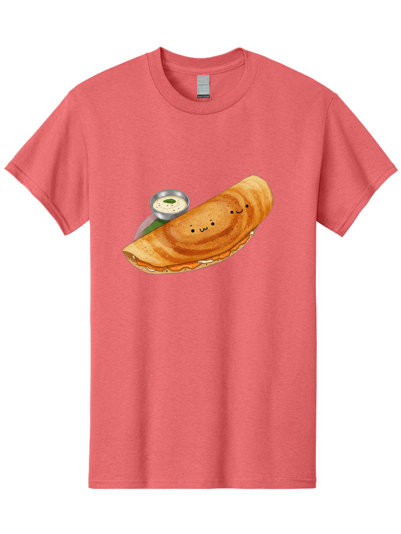 Dosa-2 Men'S Graphic Tee, 100% Cotton, Comfortable Casual Summer Wear, Machine Washable, Indian Cuisine, South Indian Food, Masala Dosa, Dosa Recipe, Crepe Style Pancake, Potato Filling, Chutney, Spicy, Savory, Cartoon Illustration, Kawaii, Baa533